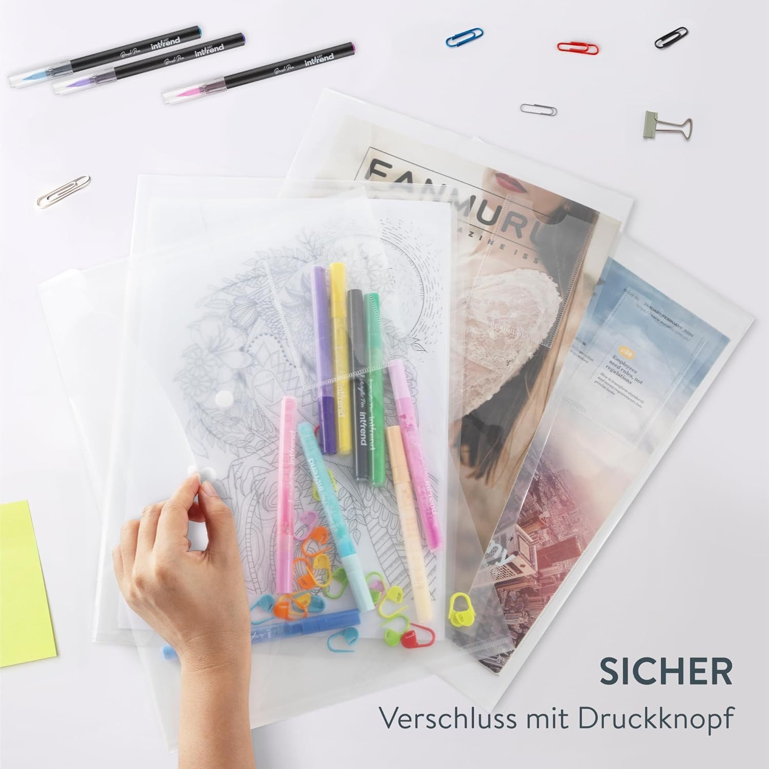 H&S Konferenzmappe H&S 30er Dokumentenmappe A4 transparent mit Druckknopf – Bild 4 von 5