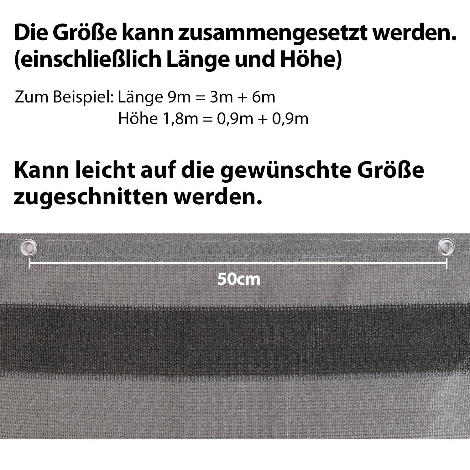 Sekey Balkonsichtschutz Balkon Sichtschutz aus 220g/m² HDPE Balkonbespannung zum Zuschneiden Robustes und wetterfestes Material mit Kordel und Kabelbinder