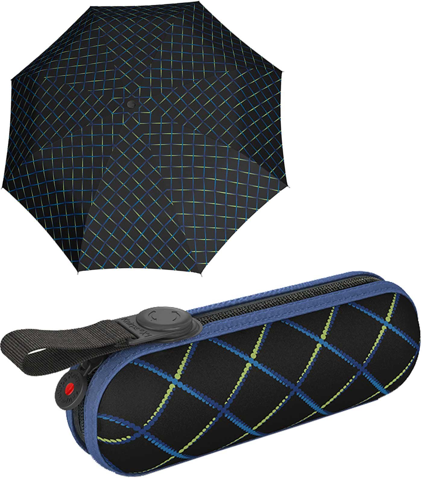 Knirps® Taschenregenschirm kleiner, leichter, kompakter Schirm für Damen, gut geschützt durch das Hard-Case-Etui chains