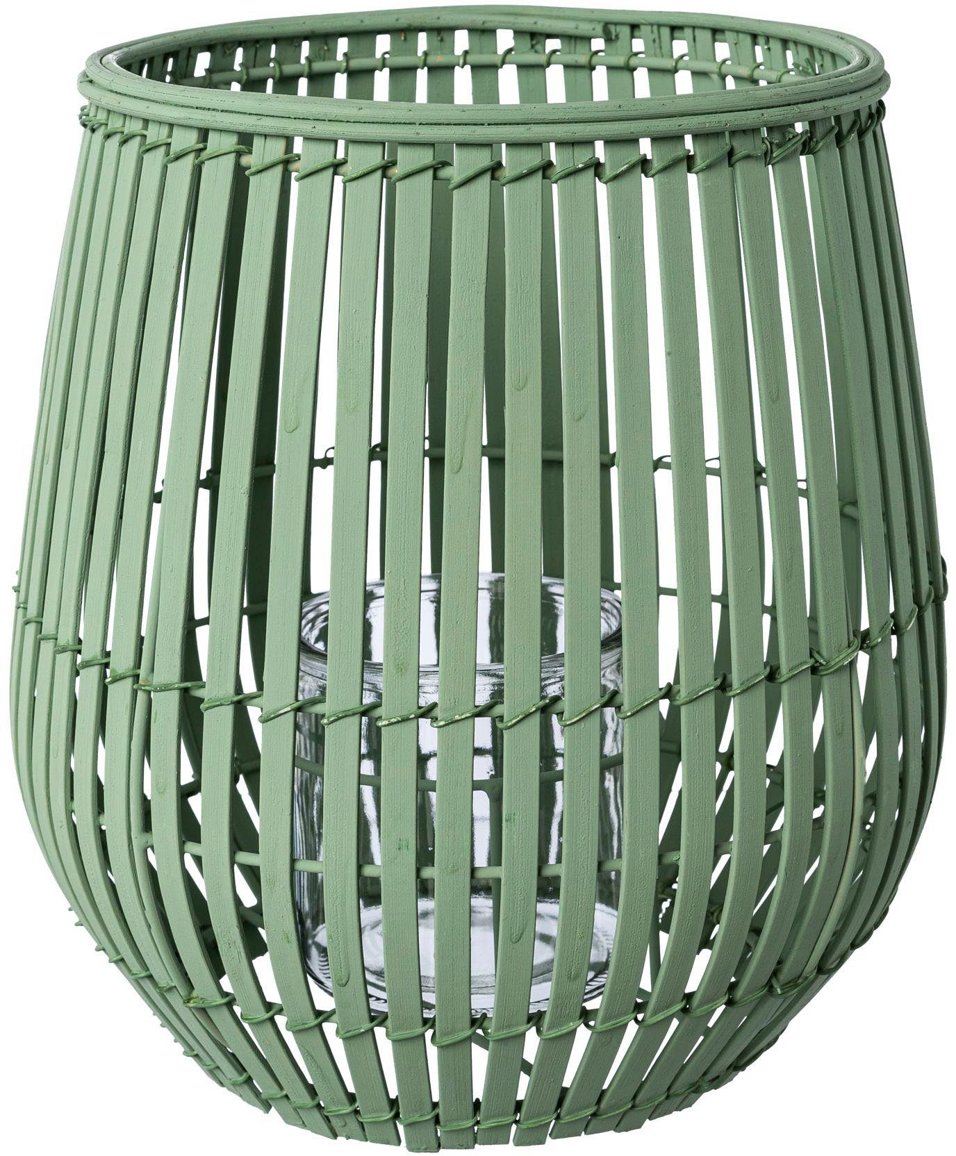 Creativ home Windlicht Kerzenhalter Bambus (1 St), Höhe ca. 25 cm jadefarben | Windlichter
