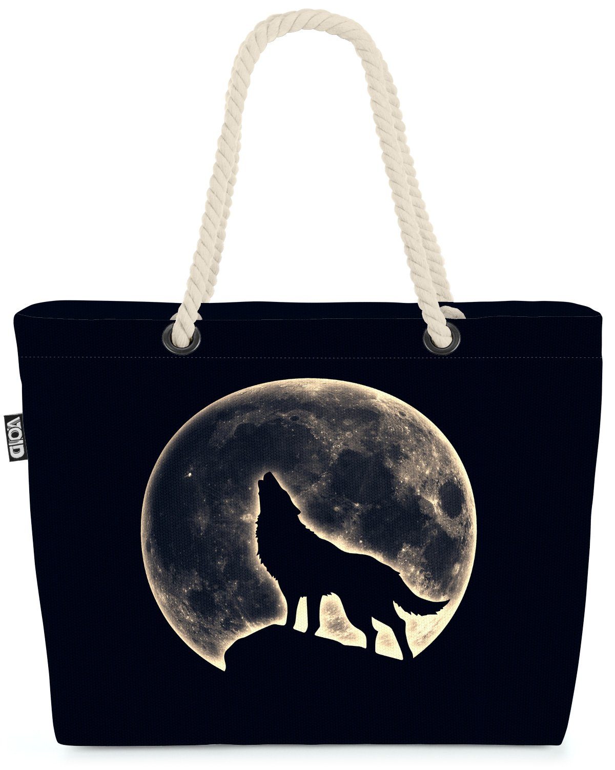 Strandtasche Wolf wölfe mond rocker VOID Werwolf Nacht Vollmond (1-tlg), Nachthimmel Mond tattoo