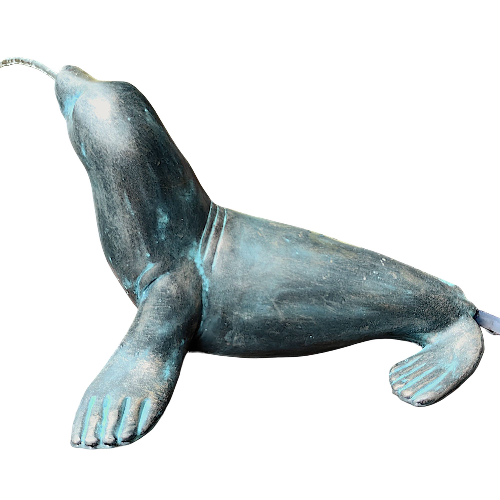 Arnusa Wasserspeier Seehund Gartendeko in Kupferoptik Solarbrunnen, solarbetrieben Teichfigur mit Solarpumpe & Wasserspiel – Bild 3 von 5