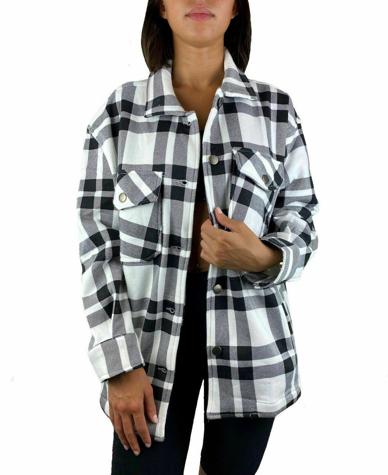 Yoisdtxc Damen Flanellhemd Oversize - Karo Bluse Mit Umlegekragen