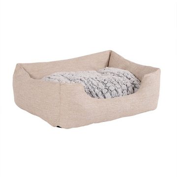 lionto Tierkissen Hundebett mit Wendekissen & meliertem Stoff, beige, 60 cm x 50 cm