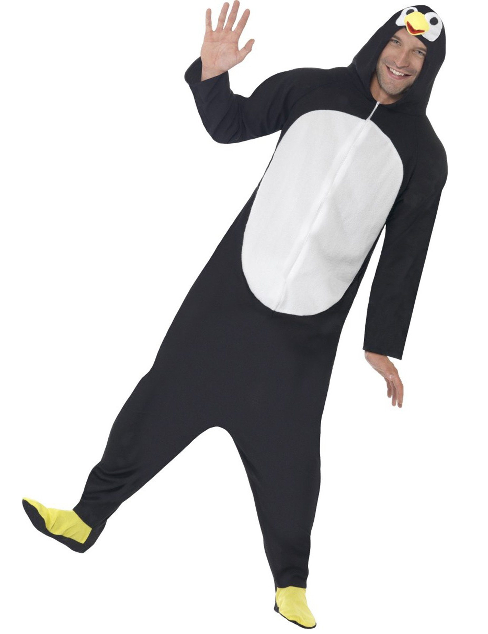 Kostüm Pinguin Kostüm für Erwachsene schwarz-weiß-gelb