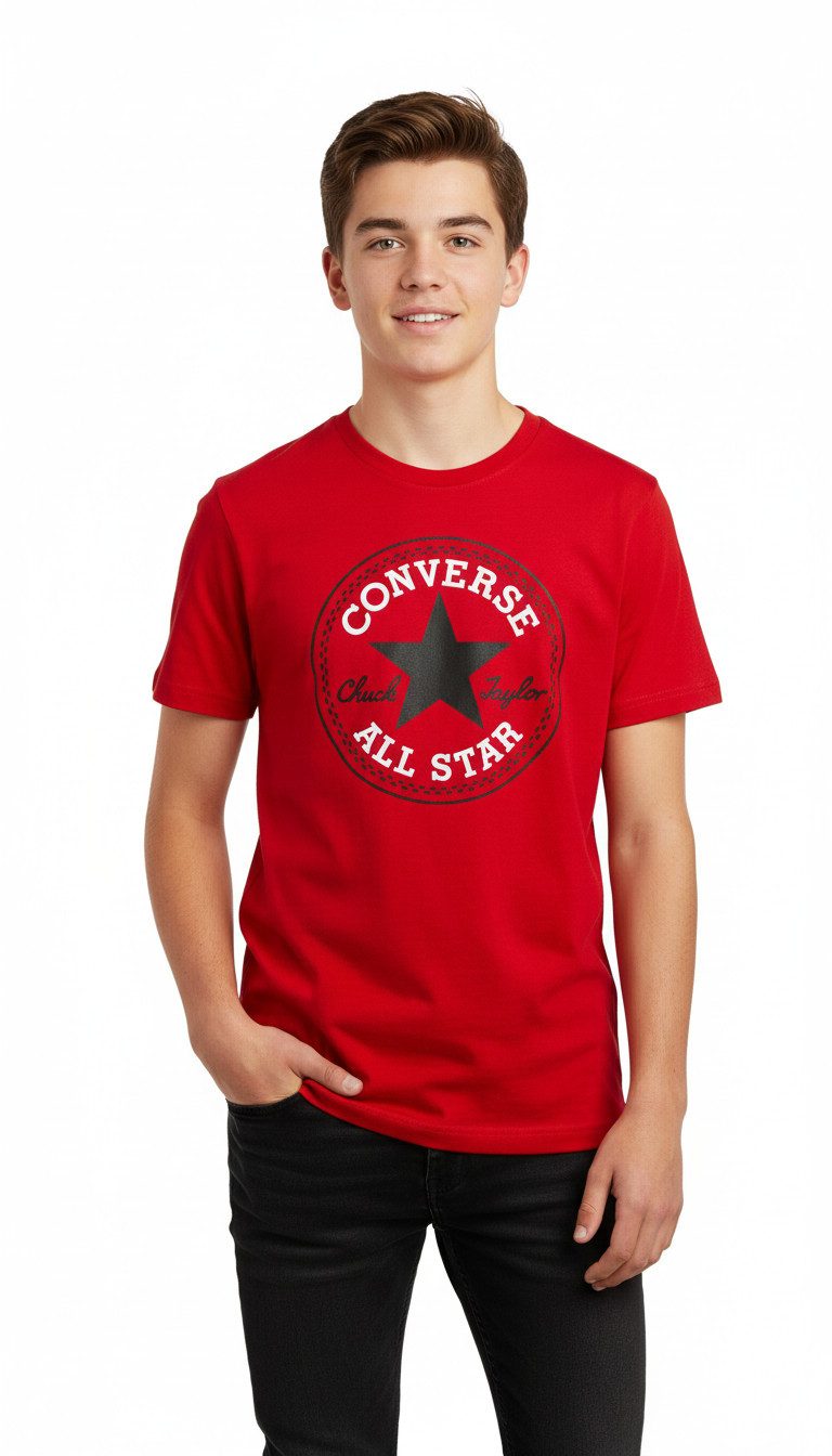 Converse Kurzarmshirt für Kinder mit Rundhalsausschnitt, aus weichem Jersey-Stoff