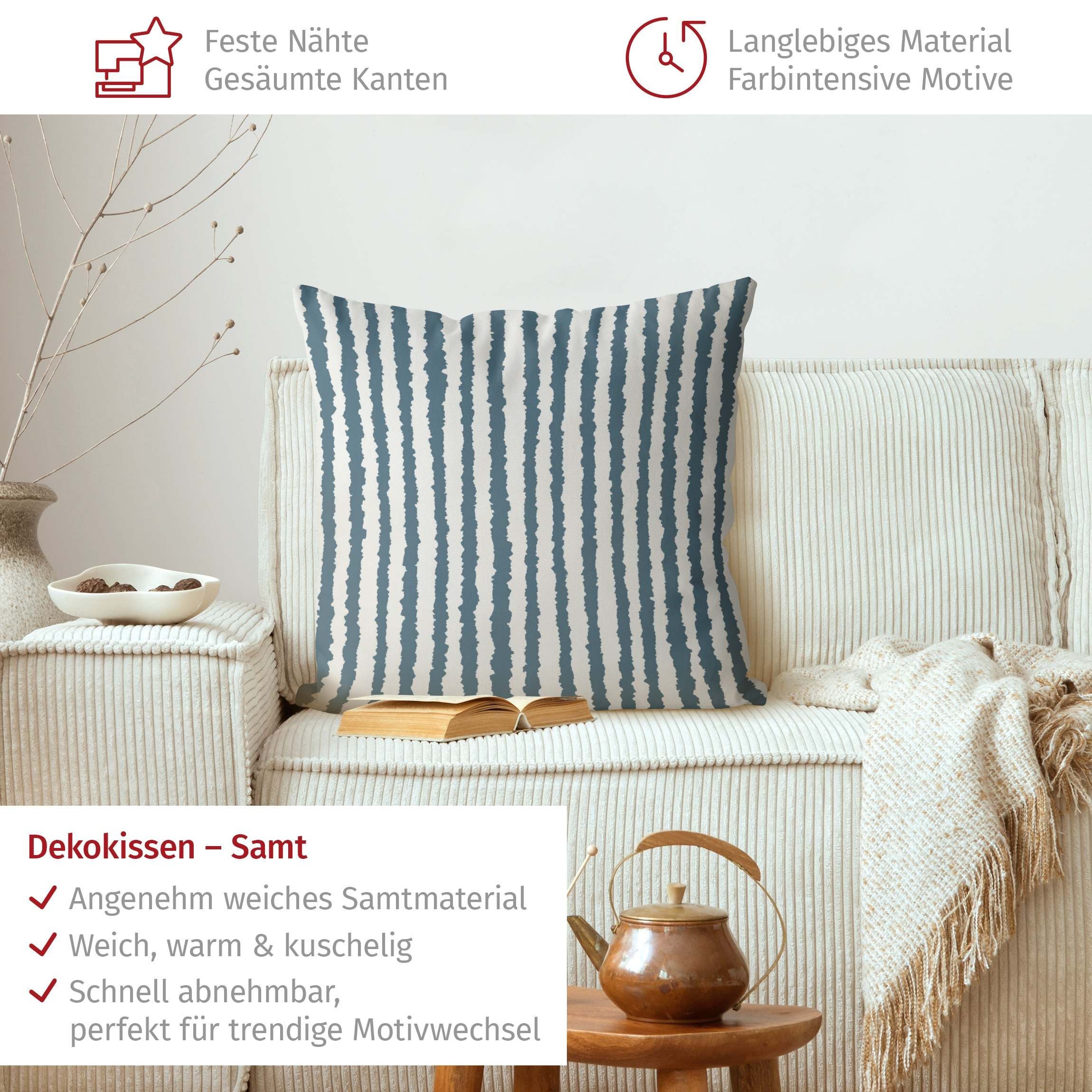 Bilderdepot24 Dekokissen drinnen Kissenhülle/ Sofakissen/ Zierkissen blau Muster Abstrakt, Bezug mit / ohne Füllung Zierkissen Outdoor Sofa Bett