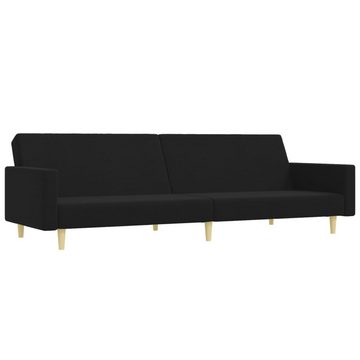 vidaXL Sofa Schlafsofa 2-Sitzer mit Fußhocker Schwarz Stoff