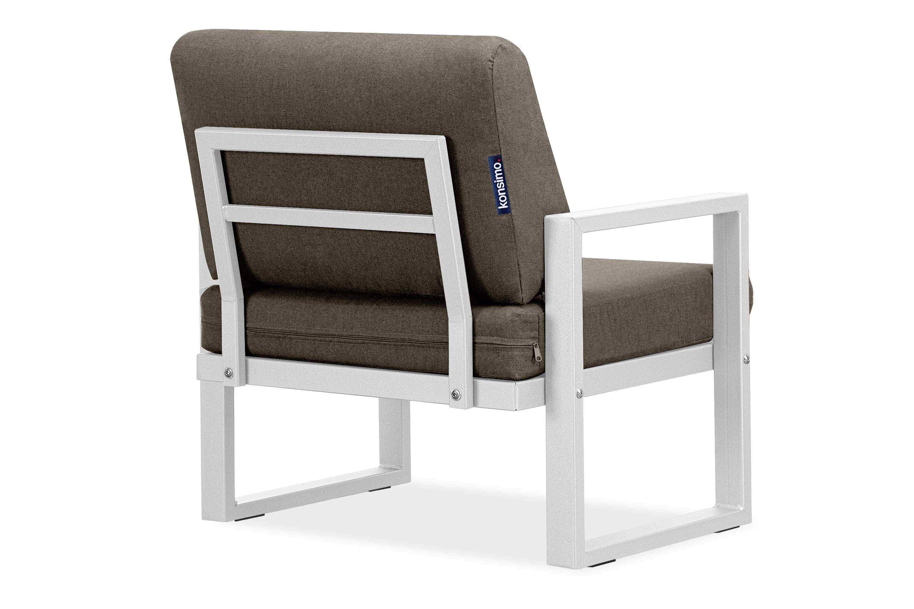 UV-Beständigkeit FRENA bequeme Garten-Sessel pflegeleicht, und Konsimo schmutz- weiß/beige wasserabweisend, Gartensessel (1x Sitz- Rückenkissen, Sessel), und