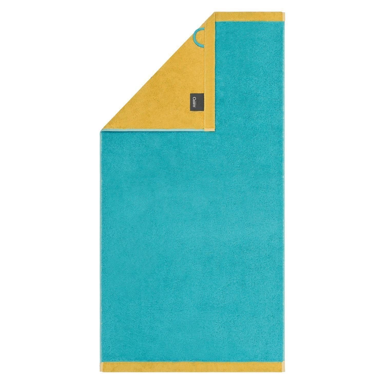 Cawö Duschtuch LIFESTYLE SPLASH, B 70 cm, L 140 cm, Türkis, Gelb, Frottee (1-St), 100 % Baumwolle