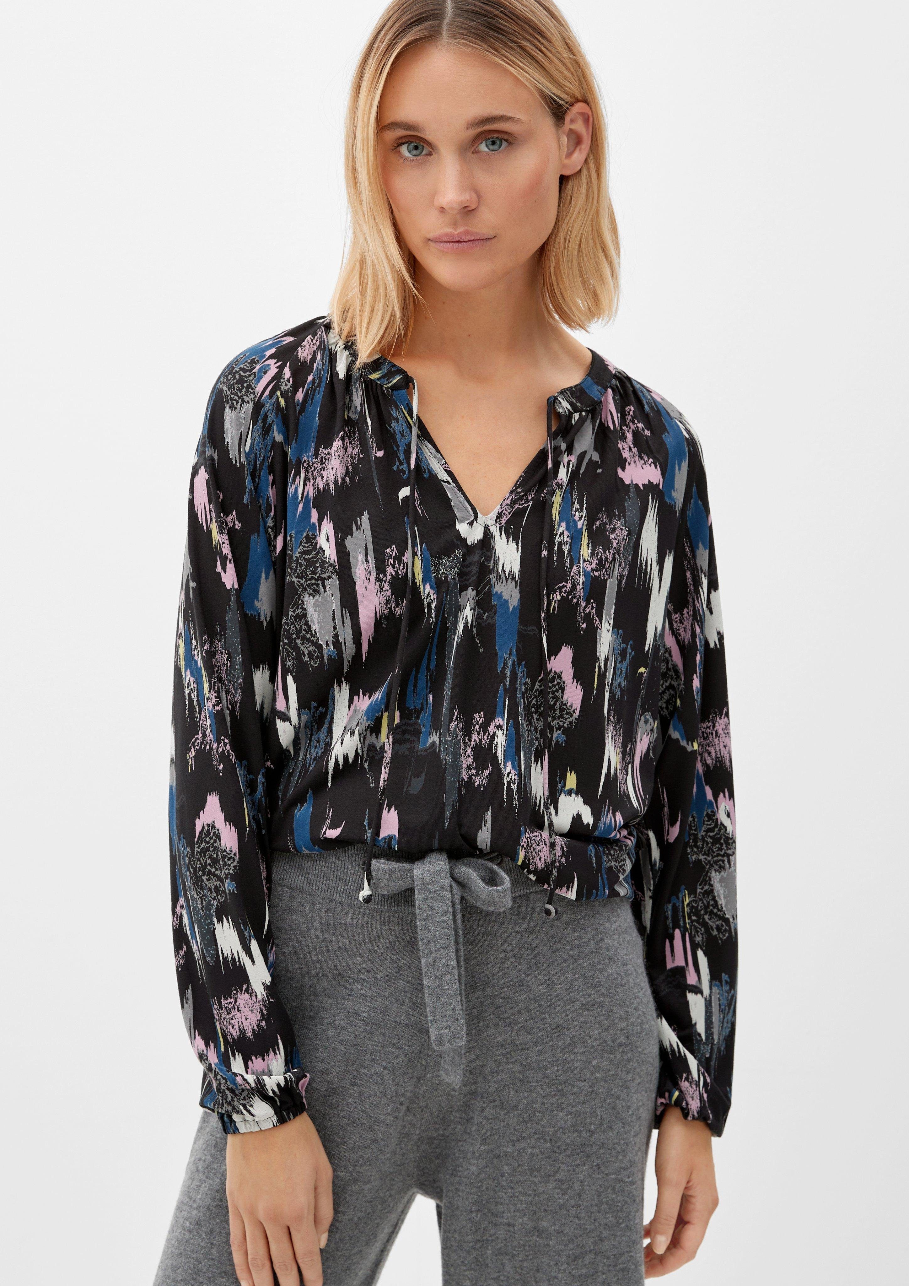 s.Oliver Langarmshirt Jerseybluse mit Allover-Muster