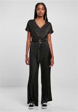 URBAN CLASSICS Jumpsuit Damen Ladies Satin Wide Leg Belt Jumpsuit (1-tlg)