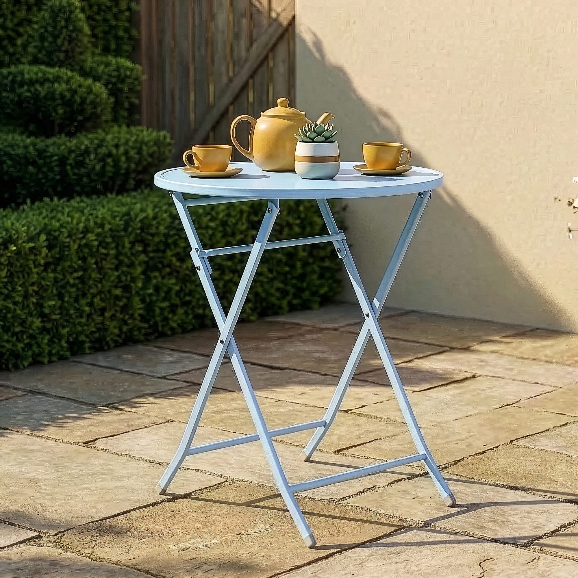 en.casa Klapptisch, »Sande« Stahl 71 x Ø62 cm Himmelblau