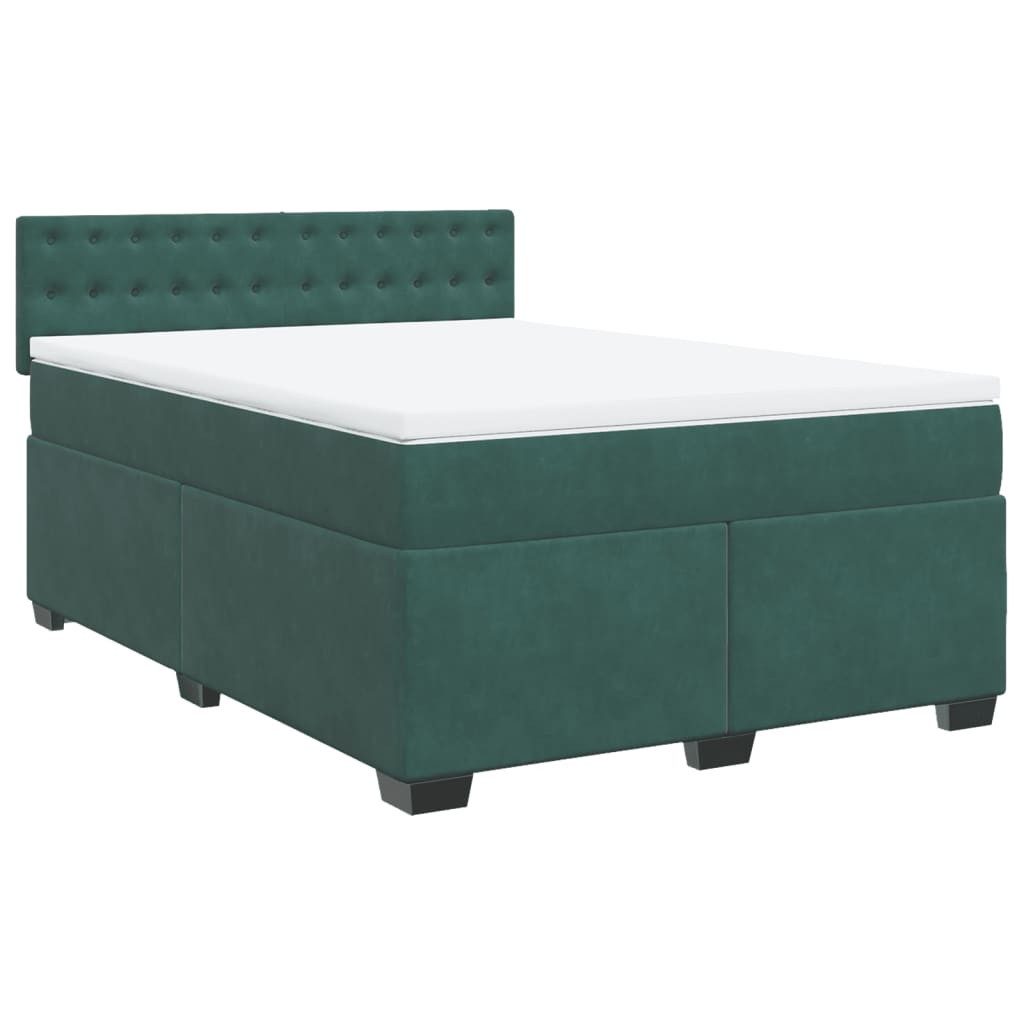 vidaXL Bett Boxspringbett mit Matratze Dunkelgrün günstig online kaufen
