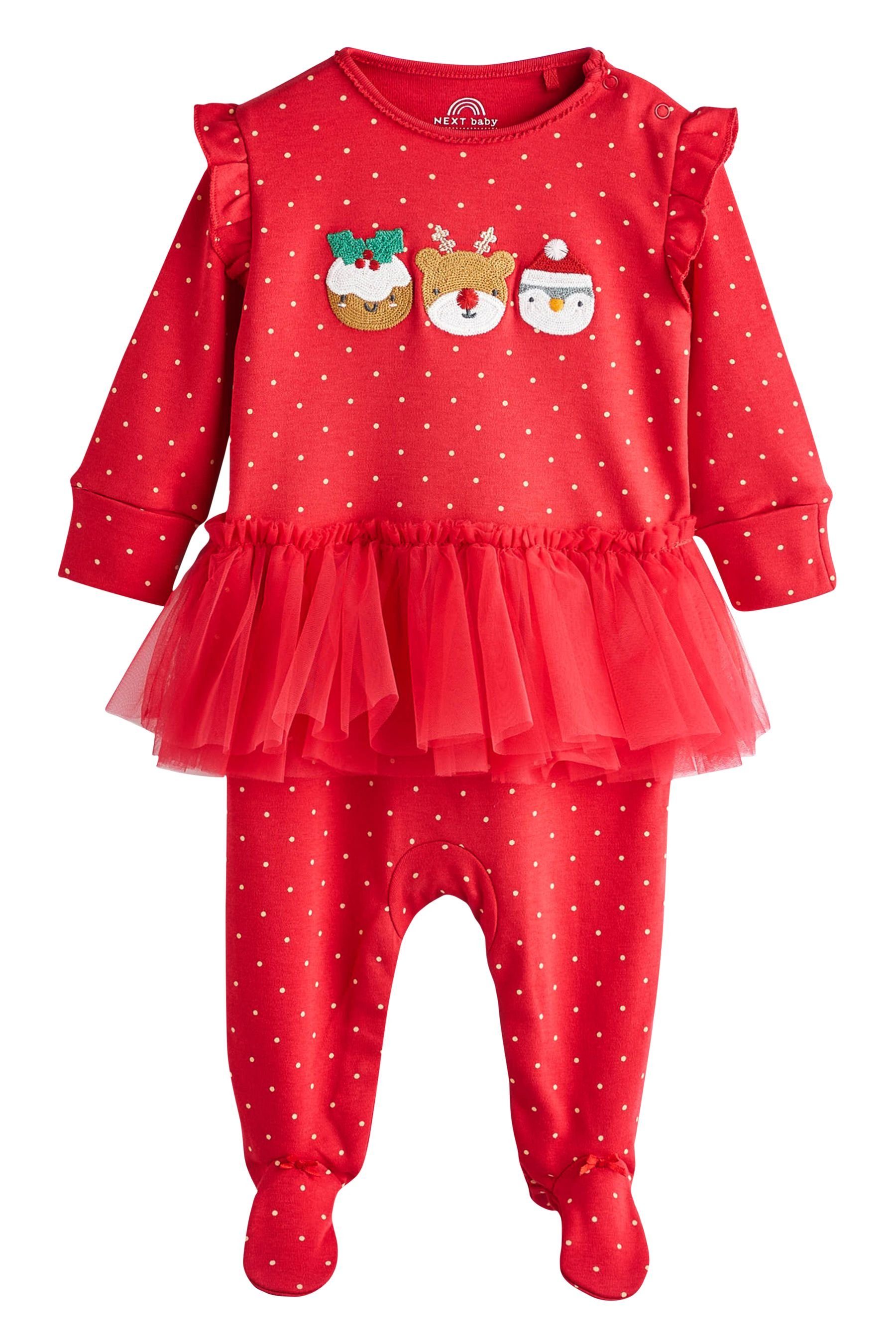 Next Schlafoverall Baby-Schlafanzug mit Weihnachtsmotiv und Tutu (1-tlg)