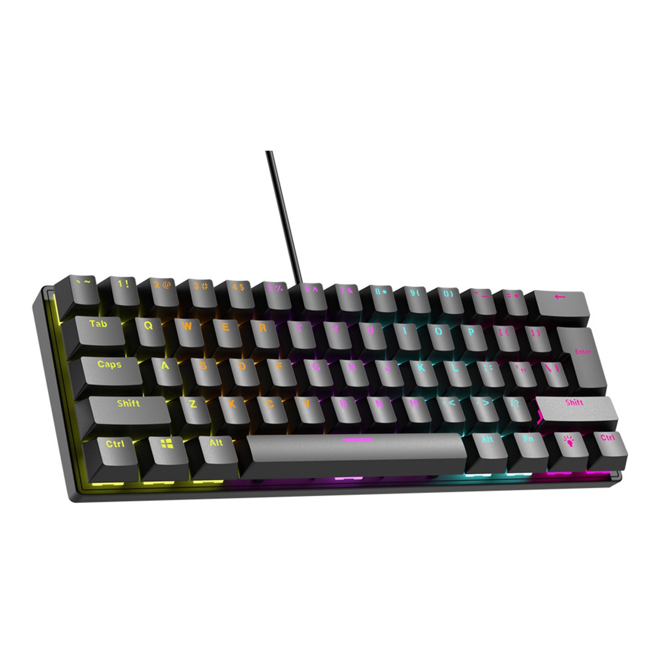 KINSI Mini-Tastatur,Mechanische Tastaturen,61 Tasten,12 Lichteffekte ergonomische Tastatur