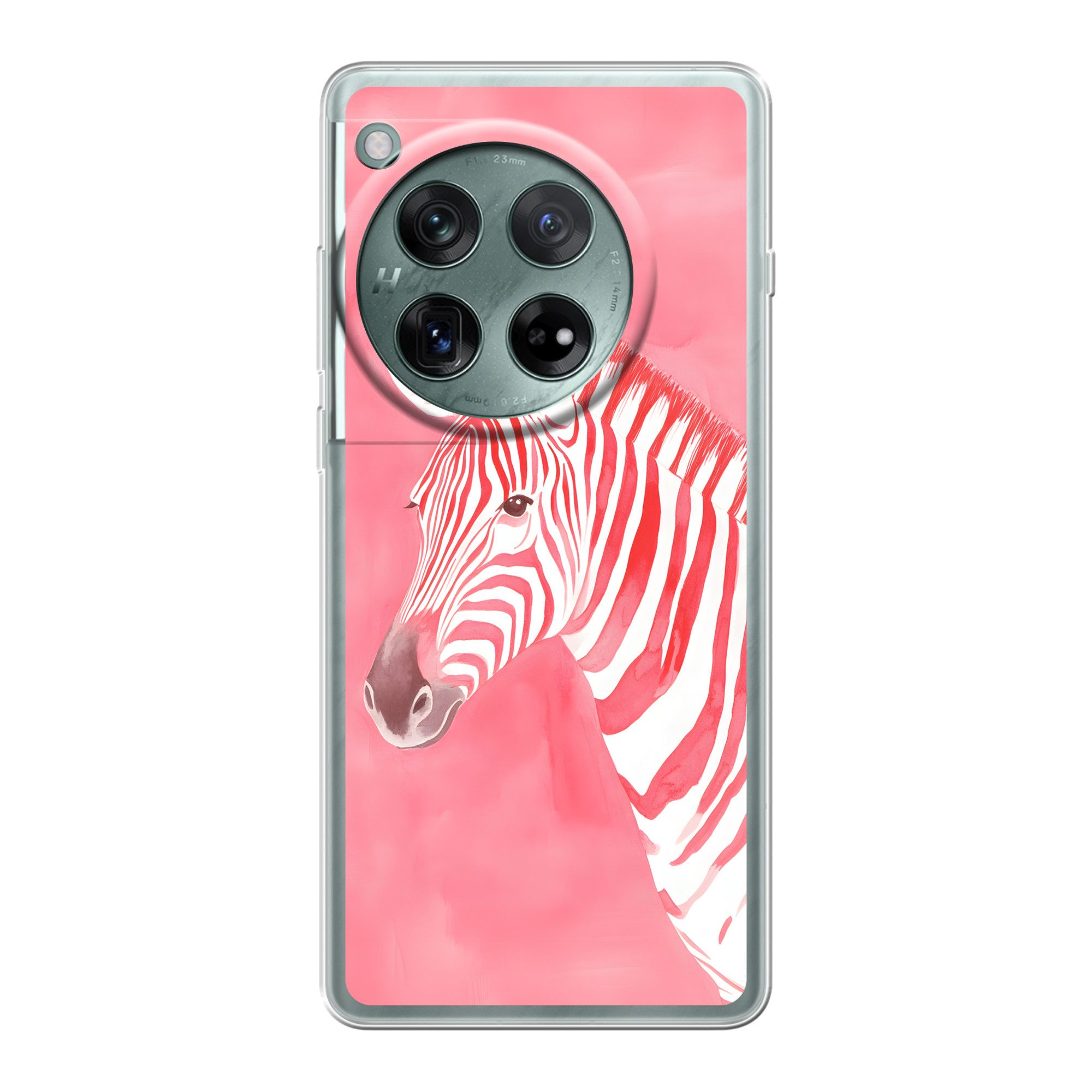 MuchoWow Handyhülle für OnePlus 12 Zebra - Rosa - Farbe, Handy Case, Silikon, Bumper Case Dünn