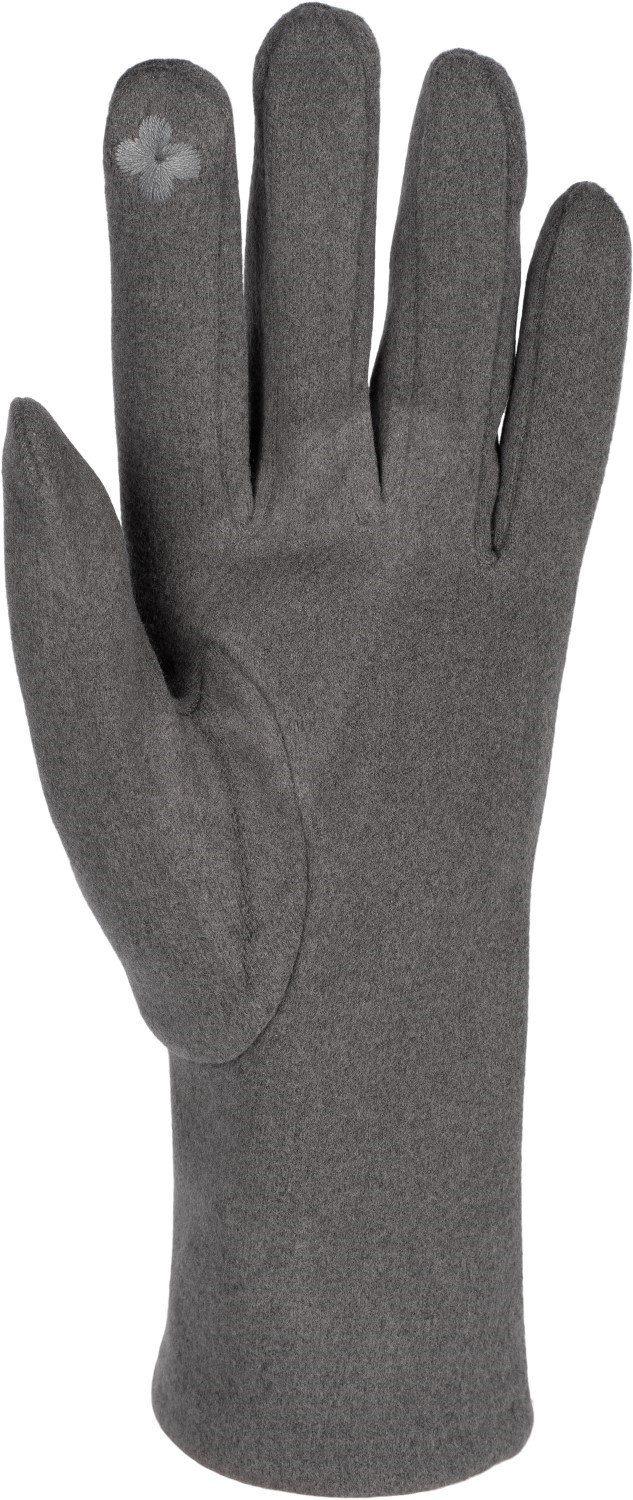 styleBREAKER Dunkelgrau und Fleecehandschuhe mit Touchscreen Handschuhe Strass Perlen