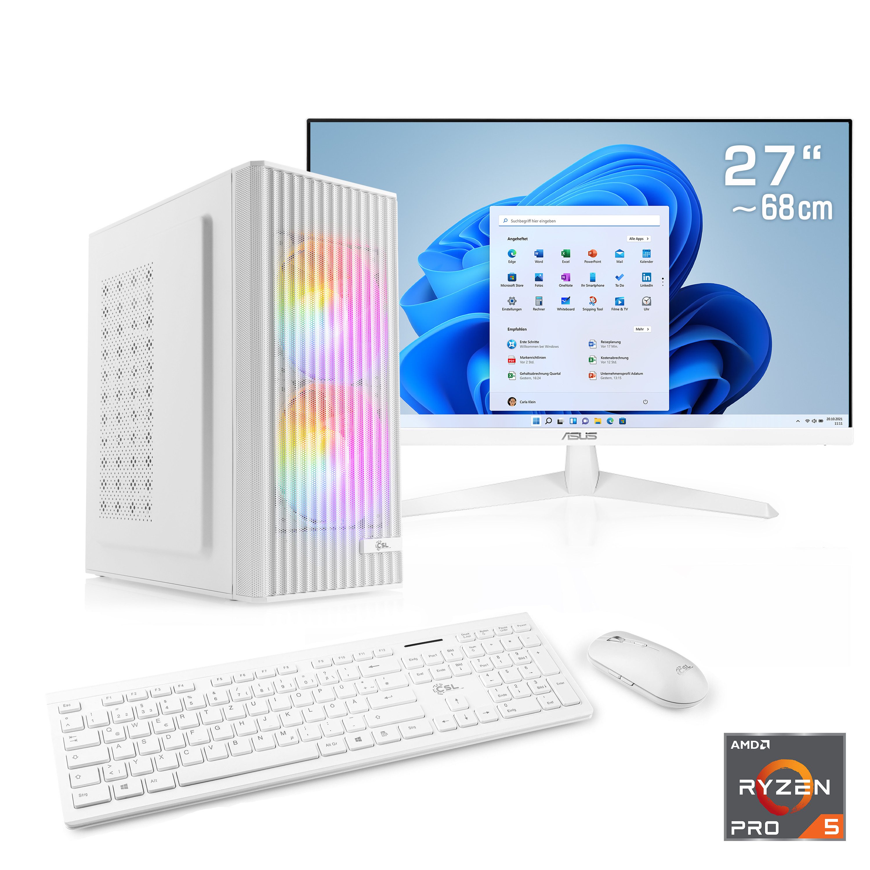 CSL Spectrum V24573 PC-Komplettsystem (27", AMD Ryzen 5 Pro 5655G, AMD Ryzen 5 PRO, 16 GB RAM, 500 GB SSD)