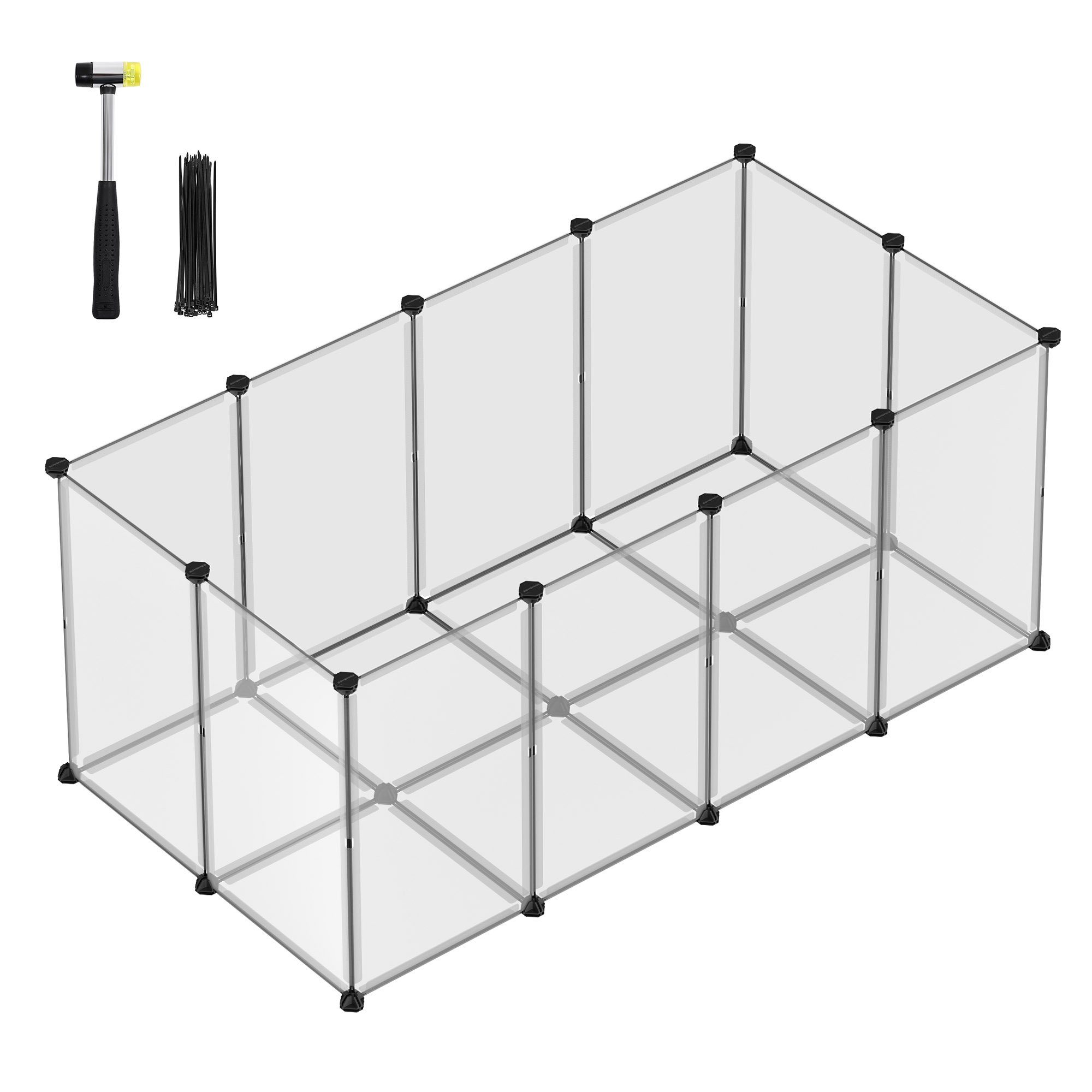 SONGMICS Kleintierkäfig, L-XXL, Freigehege, mit Bodenplatten, 20 Platten, DIY