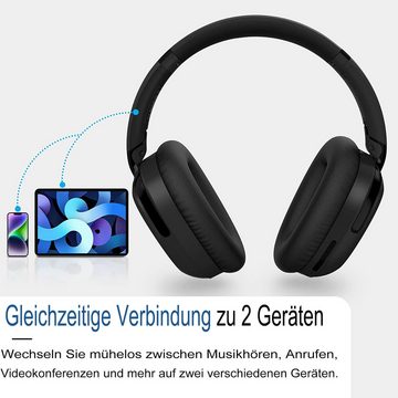 HOUROC Over-Ear-Kopfhörer, Bluetooth Kopfhörer Over Ear Over-Ear-Kopfhörer (Noise-Cancelling-Bluetooth-Kopfhörer,Hi-Res Audio, 40h Akku, kabellose Kopfhörer Multi-Modus Geräuschunterdrückung, Bluetooth, Weiche Ohrpolster für iPhone/ipad/Android, Reisen,Home Office)