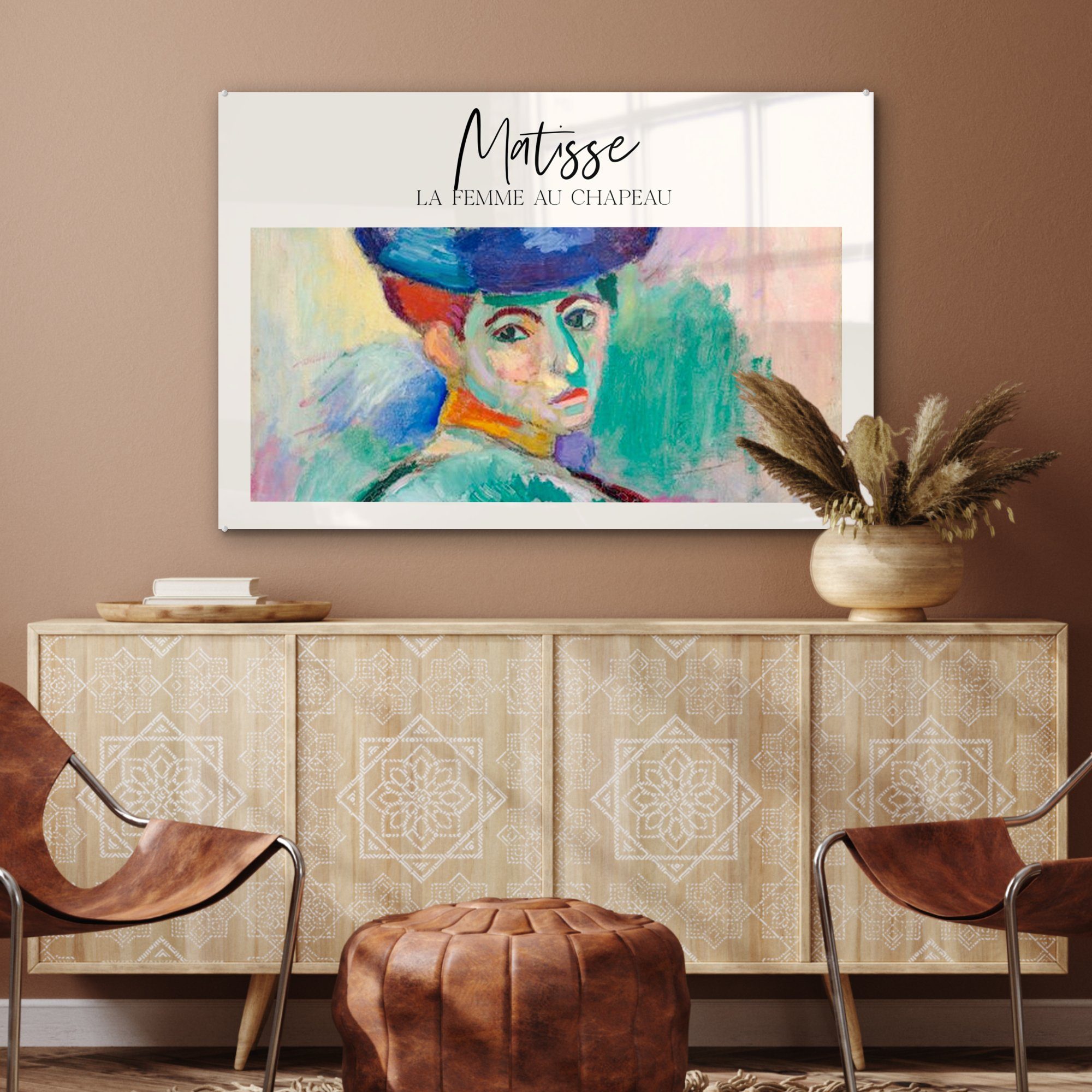 St), femme Schlafzimmer Acrylglasbilder - au MuchoWow La & Gemälde Matisse Acrylglasbild chapeau, - (1 Wohnzimmer