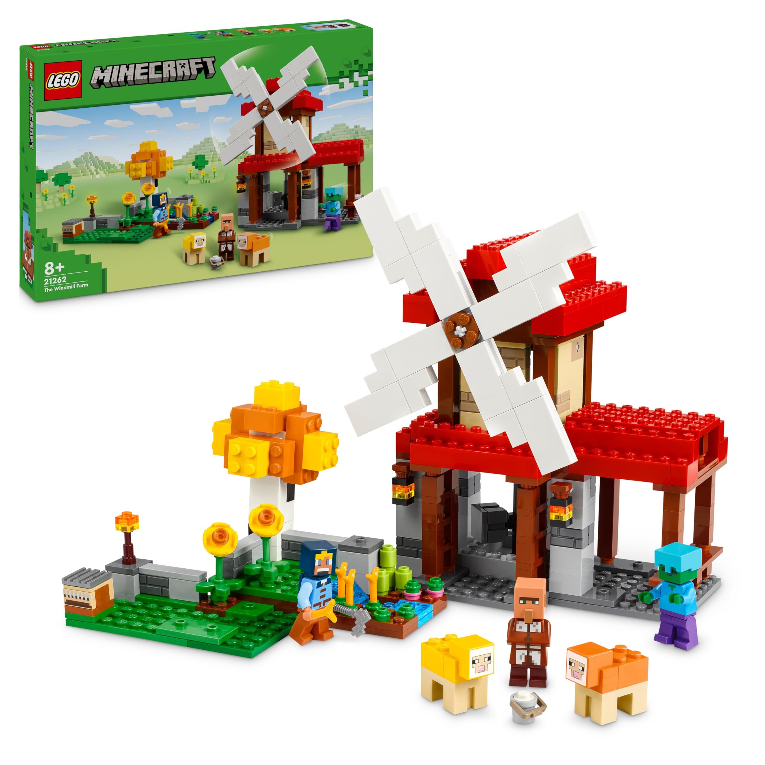 LEGO® Minecraft Die Windmühlenfarm 21262 Konstruktions-Spielset, (462 St), 462-teiliges LEGO Bauset