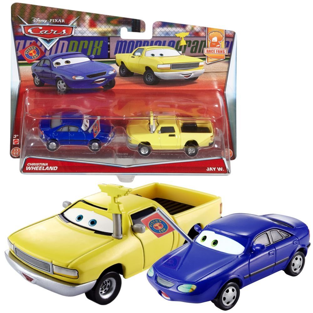 Disney Cars Spielzeug-Rennwagen Auswahl Doppelpack Disney Cars Fahrzeug Modelle Die Cast 1:55 Christina Wheeland & Jay W. | Spielzeug-Rennwagen