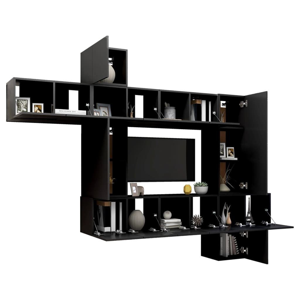 Holzwerkstoff Schwarz furnicato TV-Schrank-Set 10-tlg. TV-Schrank