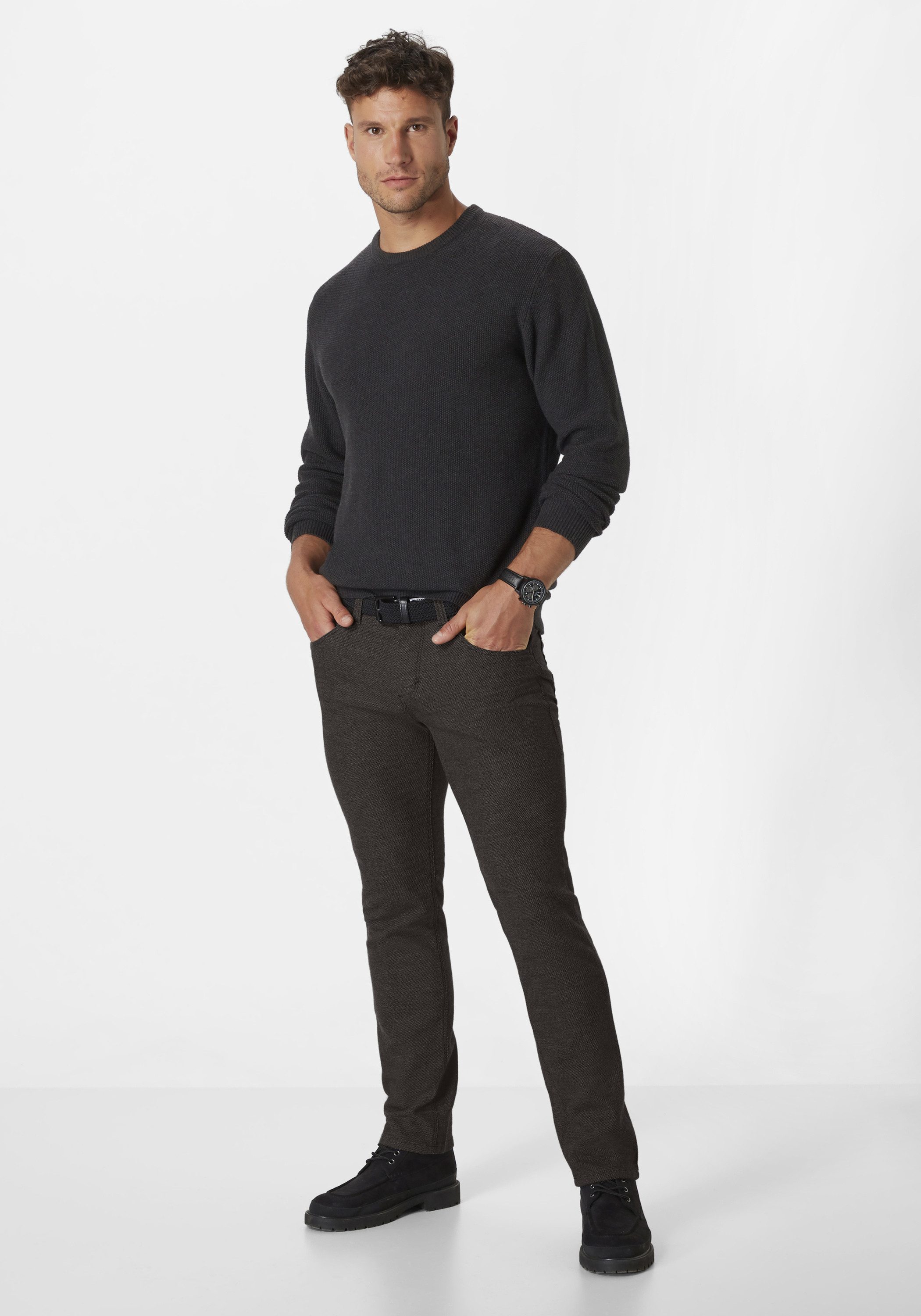 Paddock's Stoffhose PIPE 5-Pocket Stoffhose im Wool Look mit Stretch