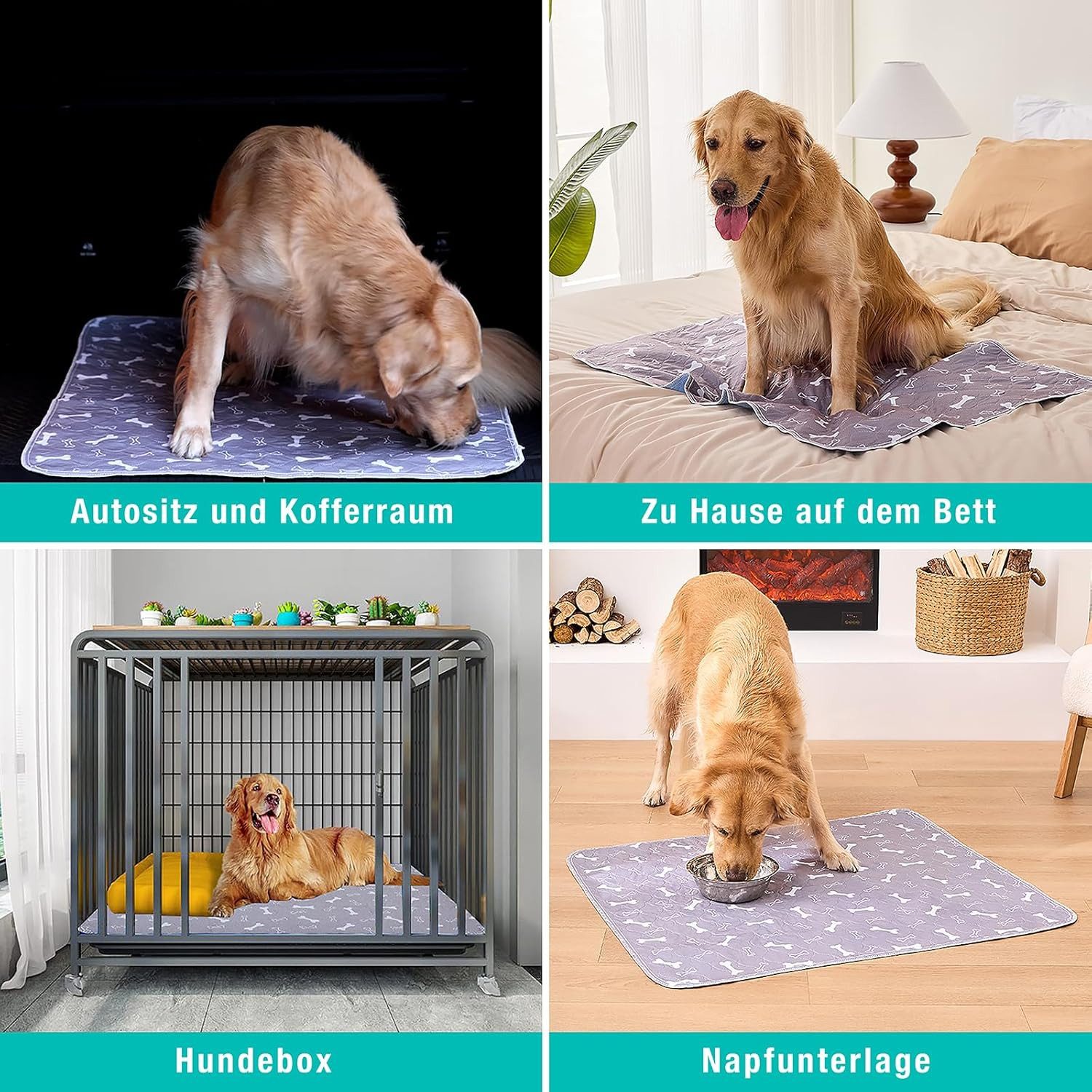 Pisi & Bili Hundematte Welpen Unterlagen, 2er Urinunterlage für Hunde - Katzen, Trainingspad, Polyester, wasserdicht, wiederverwendbar – Bild 4 von 5