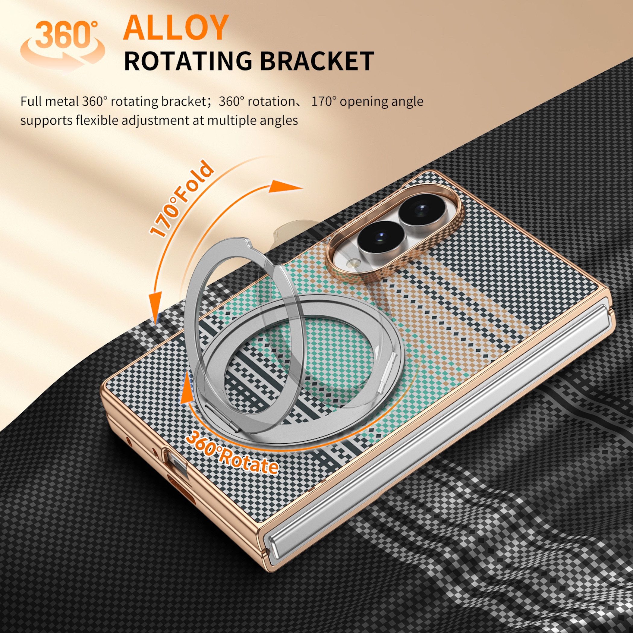 Wigento Handyhülle Samsung Galaxy Z Fold8 5G Dreh Kipp Magnetring H9 Schutzglas Silber 6,90 und 4,1 Zoll, Scharnier Schutz, Displayschutz, erhöhte Ränder, Magne – Bild 4 von 5