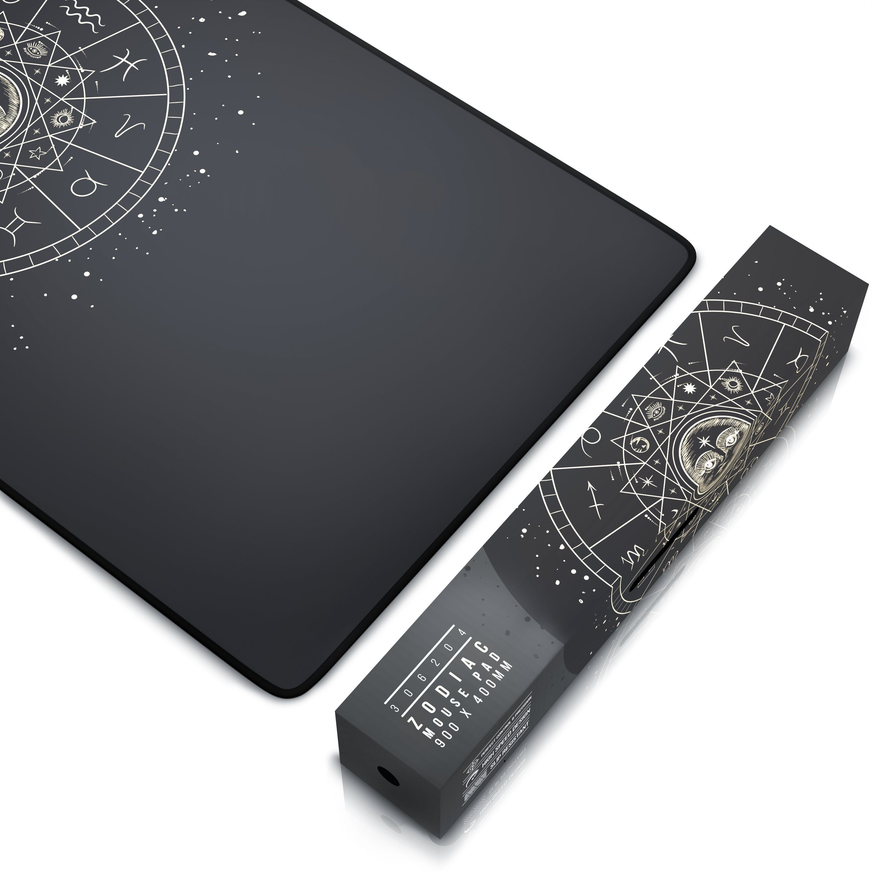 Titanwolf Gaming Mauspad XXL Speed Mousepad 900 x 400 x 3 mm, große Tischunterlage, rutschfest, abwaschbar, Geschwindigkeit & Präzision, Zodiac