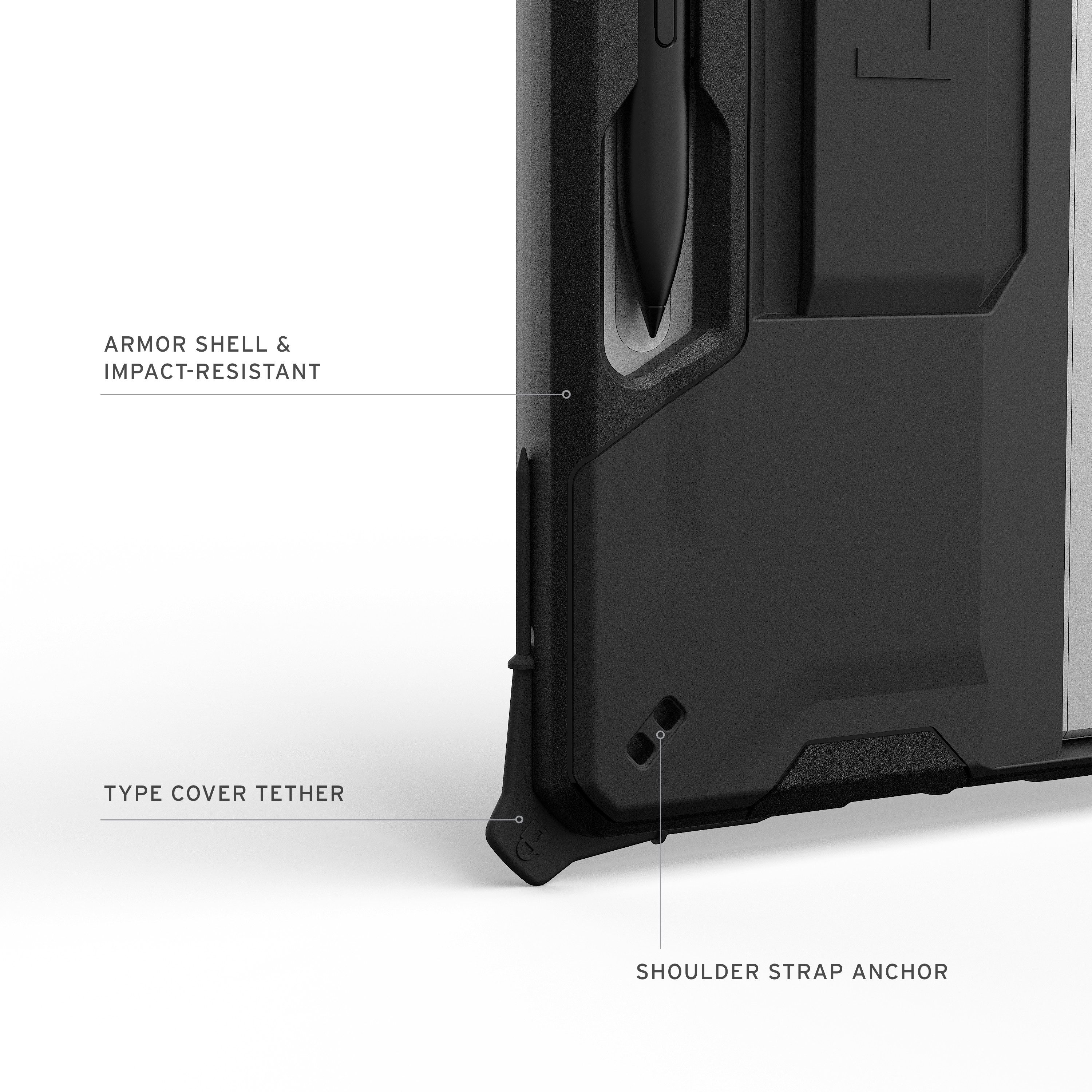 Urban Armor Gear Tablet-Hülle Scout Handstrap Case - Microsoft Surface Pro 12 Zoll Hülle, (Offizielle "Designed for Surface" Zertifizierung)