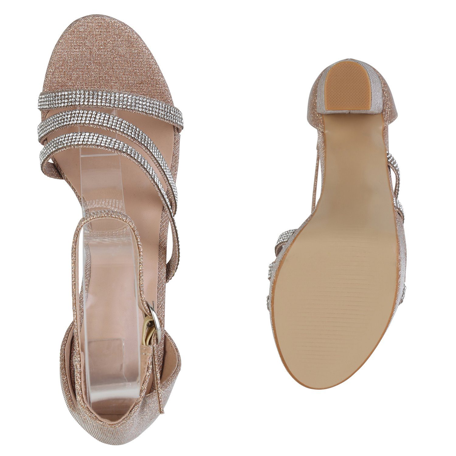 Rose VAN 839971 Schuhe Bequeme High-Heel-Sandalette Gold HILL