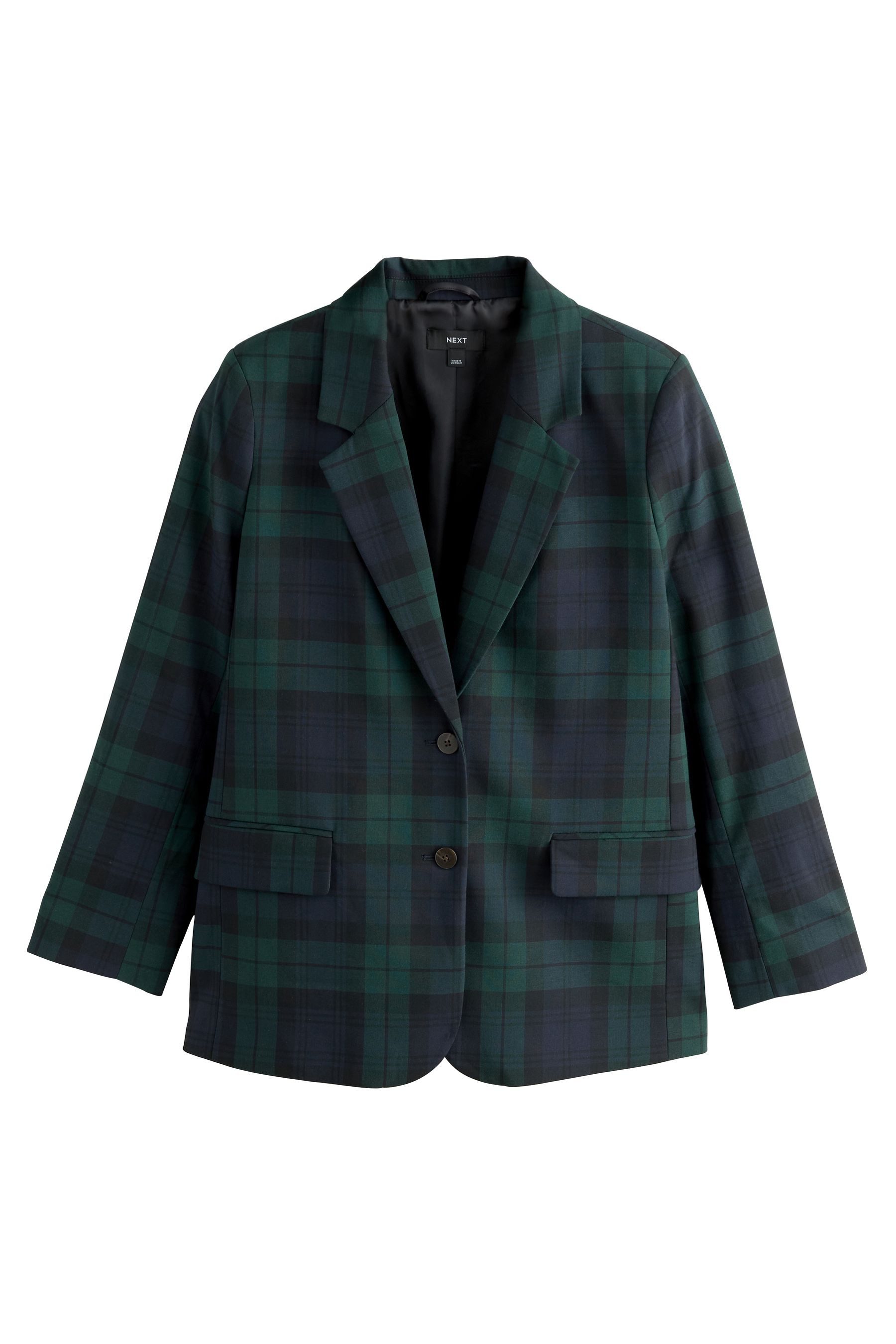 Next Anzugsakko Einreihiger Tartan-Blazer, Kurzgröße (1-tlg)
