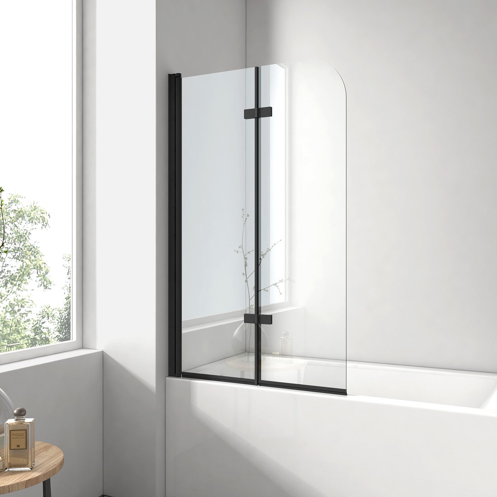 EMKE Badewannenaufsatz Duschwand für Badewanne,2-teilig Duschwand Faltbar Schwenkbar Aufsatz, Einscheibensicherheitsglas, (Set), 6mm gehärtetes Glas, schützt vor Kalk und Wasserflecken