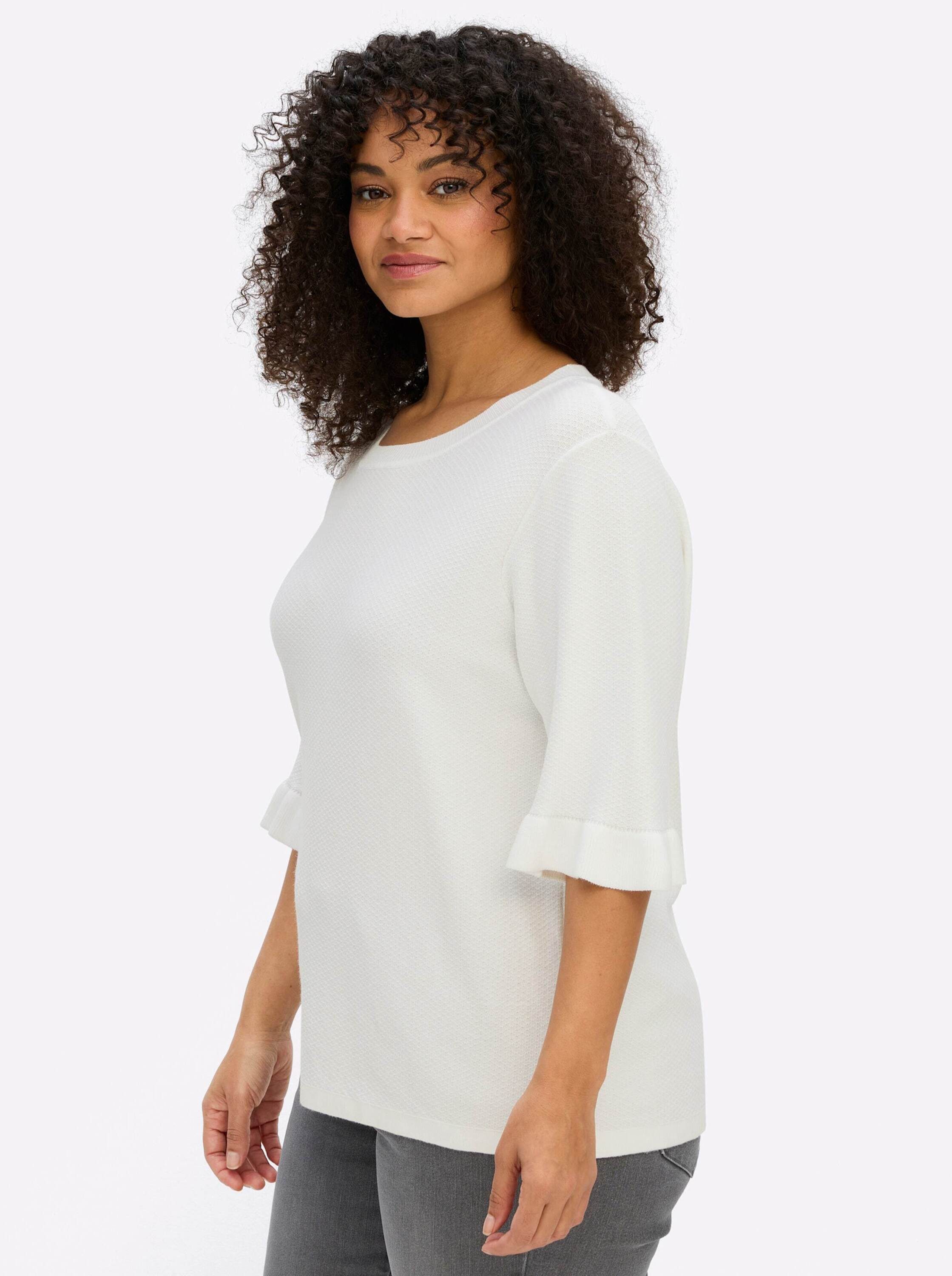 Sheego Strickpullover Kurzarm-Pullover Kurzarm Ajour