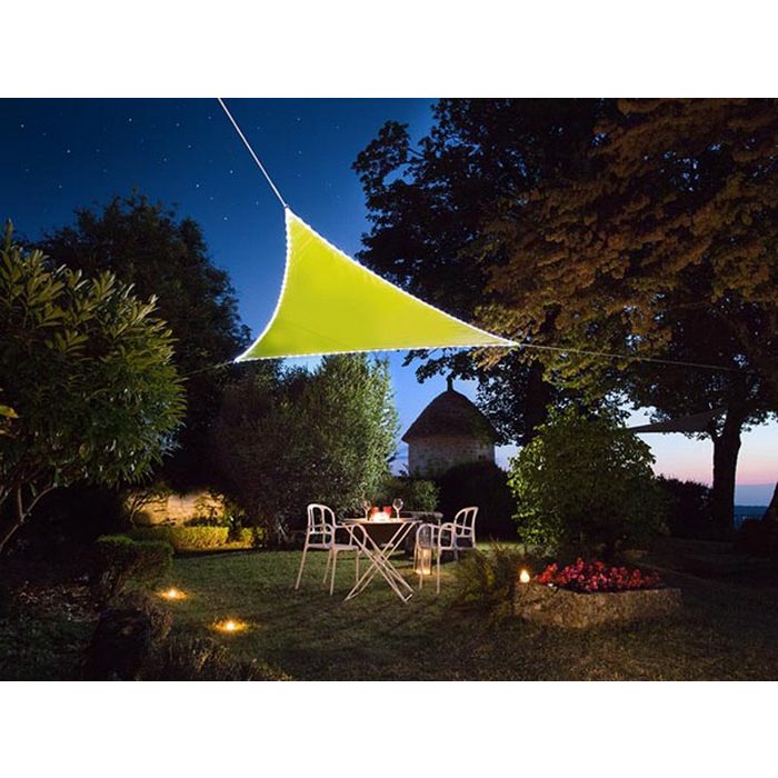 PEREL Sonnensegel dreieckig Dreiecksegel Solar LED Licht Garten Sonnenschutz-Segel 5 6m²