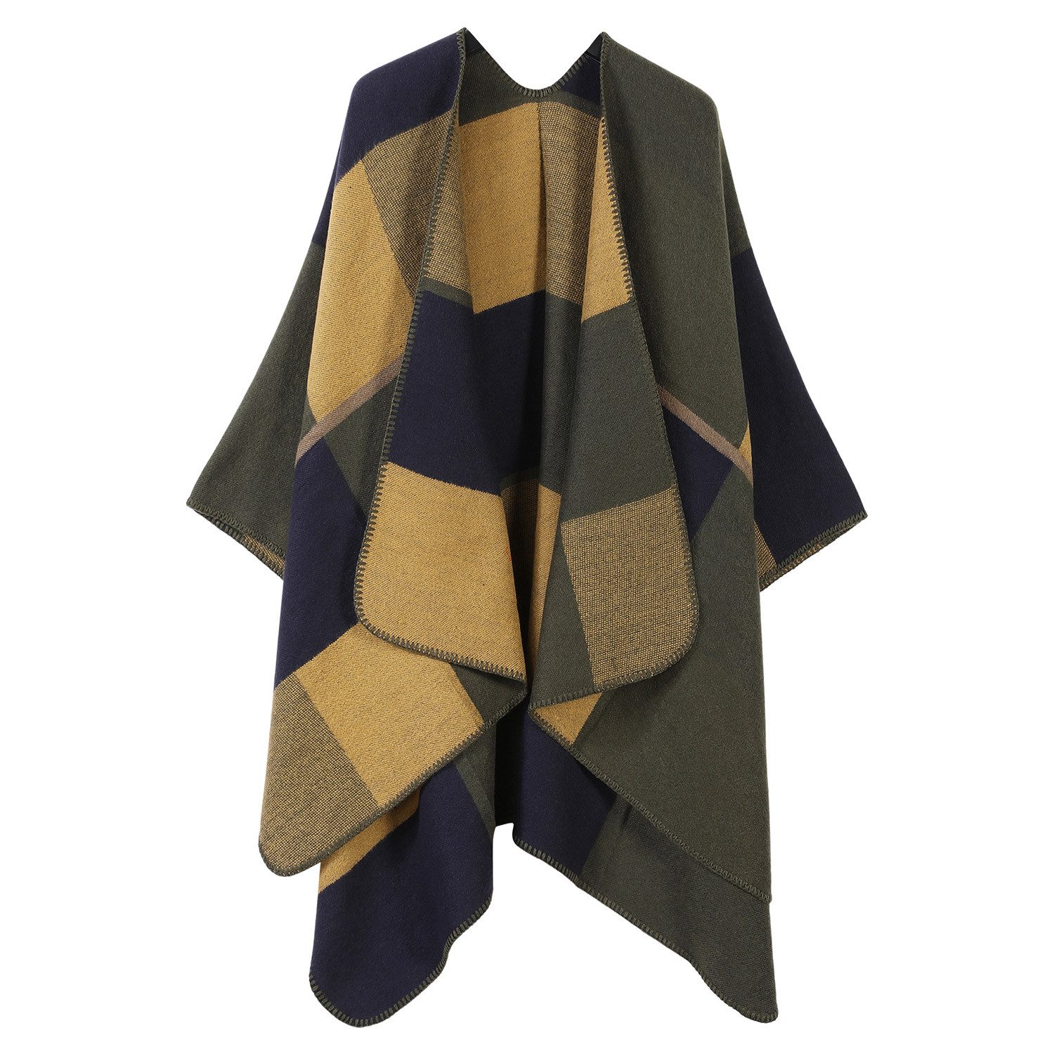Refttenw Poncho Damen Sommer, Klassischer Karo günstig online kaufen