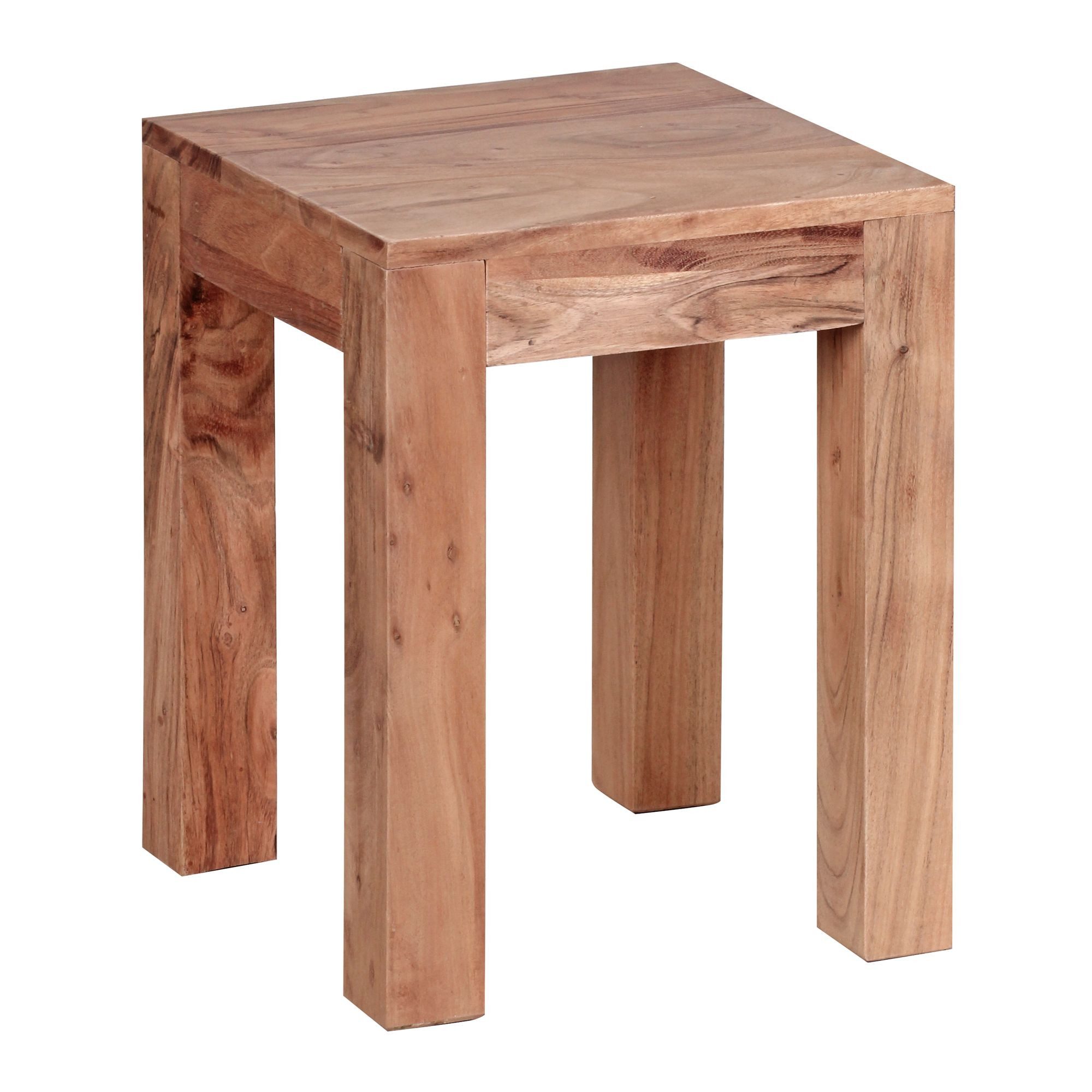 Wohnling Beistelltisch WL1.589 Massivholz MUMBAI 35 x 35 Akazie Wohnzimmer Couchtisch T (MUMBAI Massivholz 35 x 35 cm hellbraun), Wohnzimmertisch Design Landhausstil Couchtisch