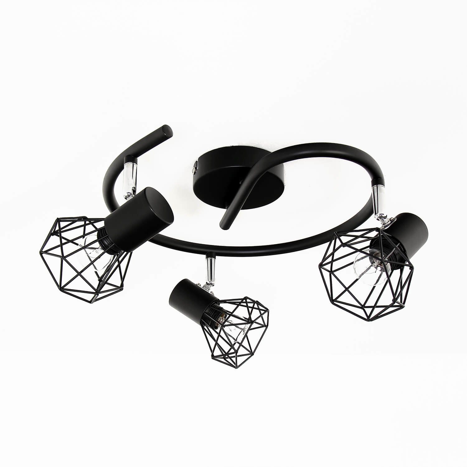 Licht-Erlebnisse Deckenstrahler MIA, ohne Leuchtmittel, Deckenstrahler Schwarz Metall geometrischer Drahtschim Wohnzimmer