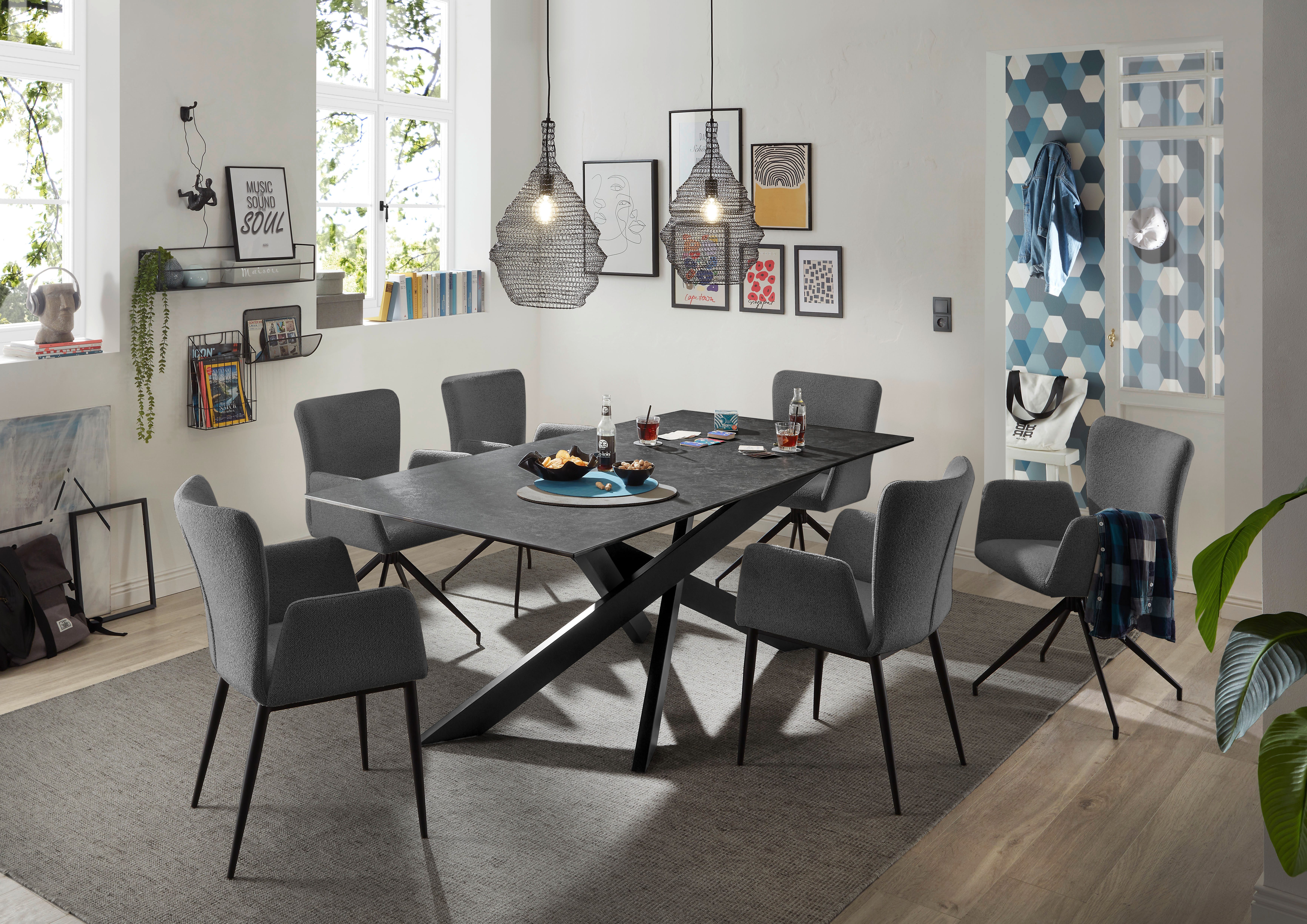 set one by Musterring Esszimmerstuhl El Paso (2 St), Vierfuß-Gestell schwar günstig online kaufen