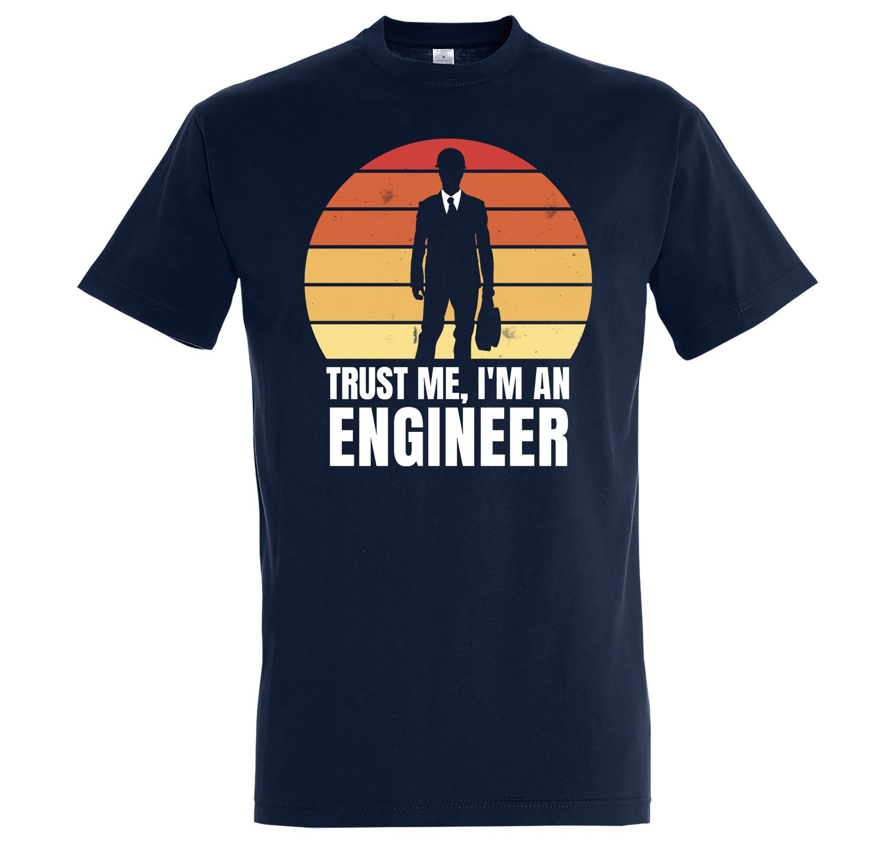 Youth Navyblau Frontdruck mit Engineer Shirt Herren trendigem Ingenieur T-Shirt Designz