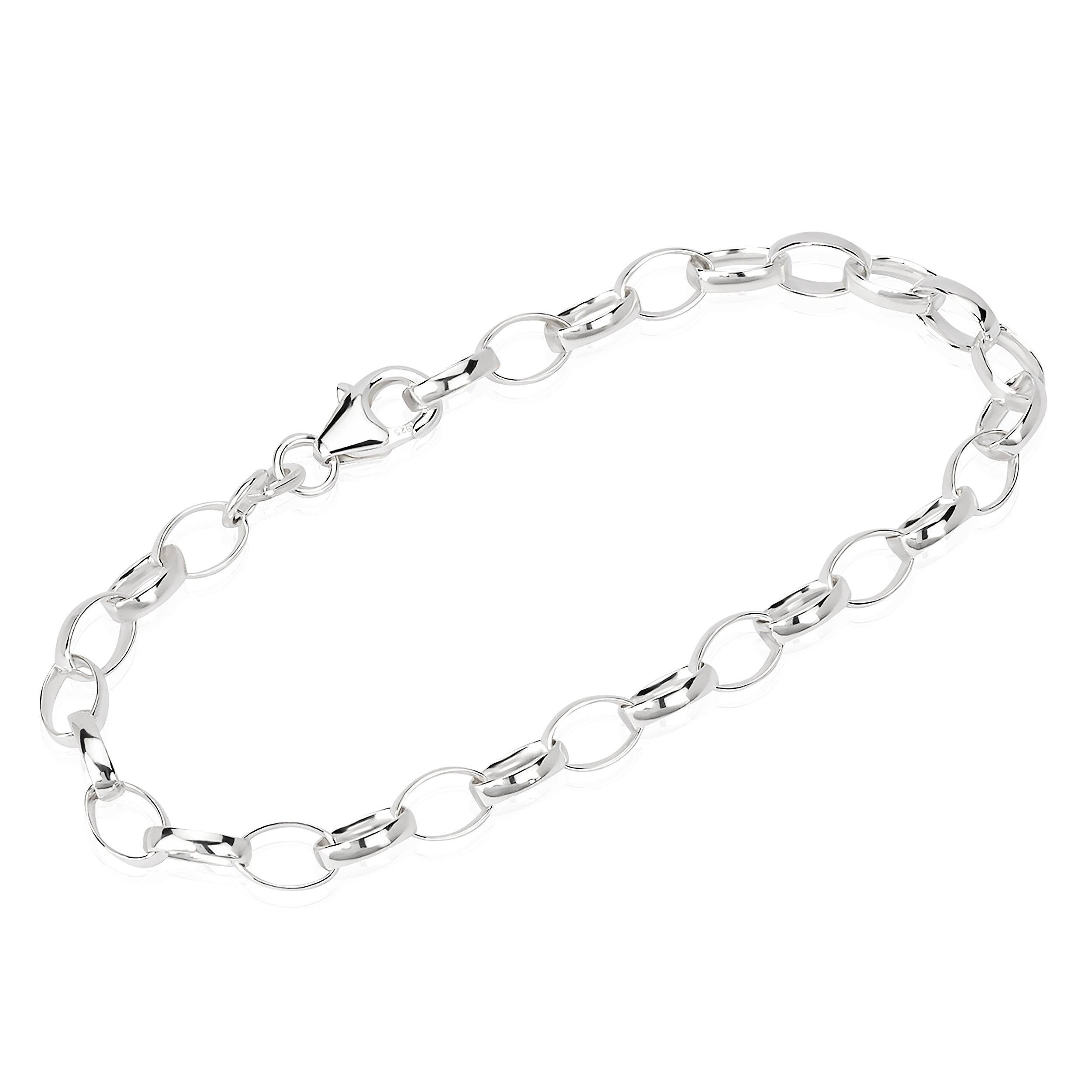 Silberarmband 925er Sterling Silber Armband 21cm Erbskette 5mm B