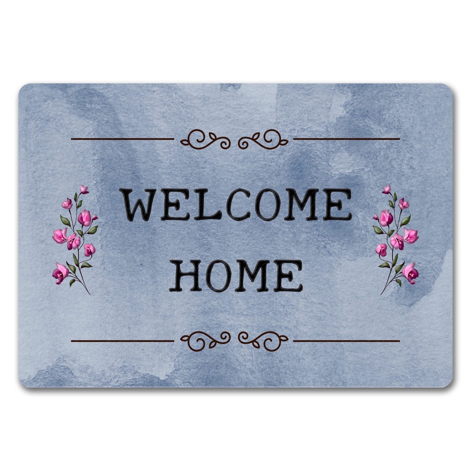 Fußmatte WELCOME HOME Fußmatte in 35x50 cm ohne Rand mit Blumen Deko