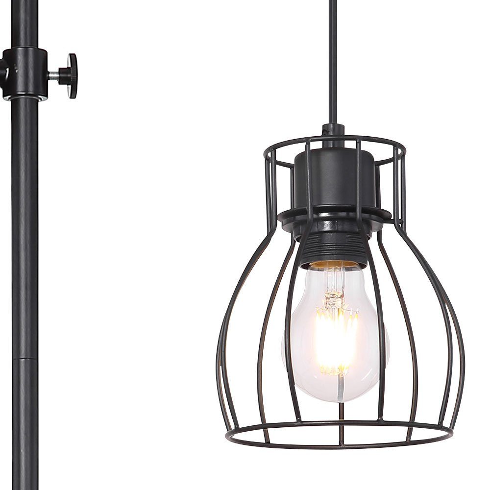 etc-shop Stehlampe, Leuchtmittel nicht Lampenschirmen Stehlampe Holz mit zwei inklusive, im aus Vintage
