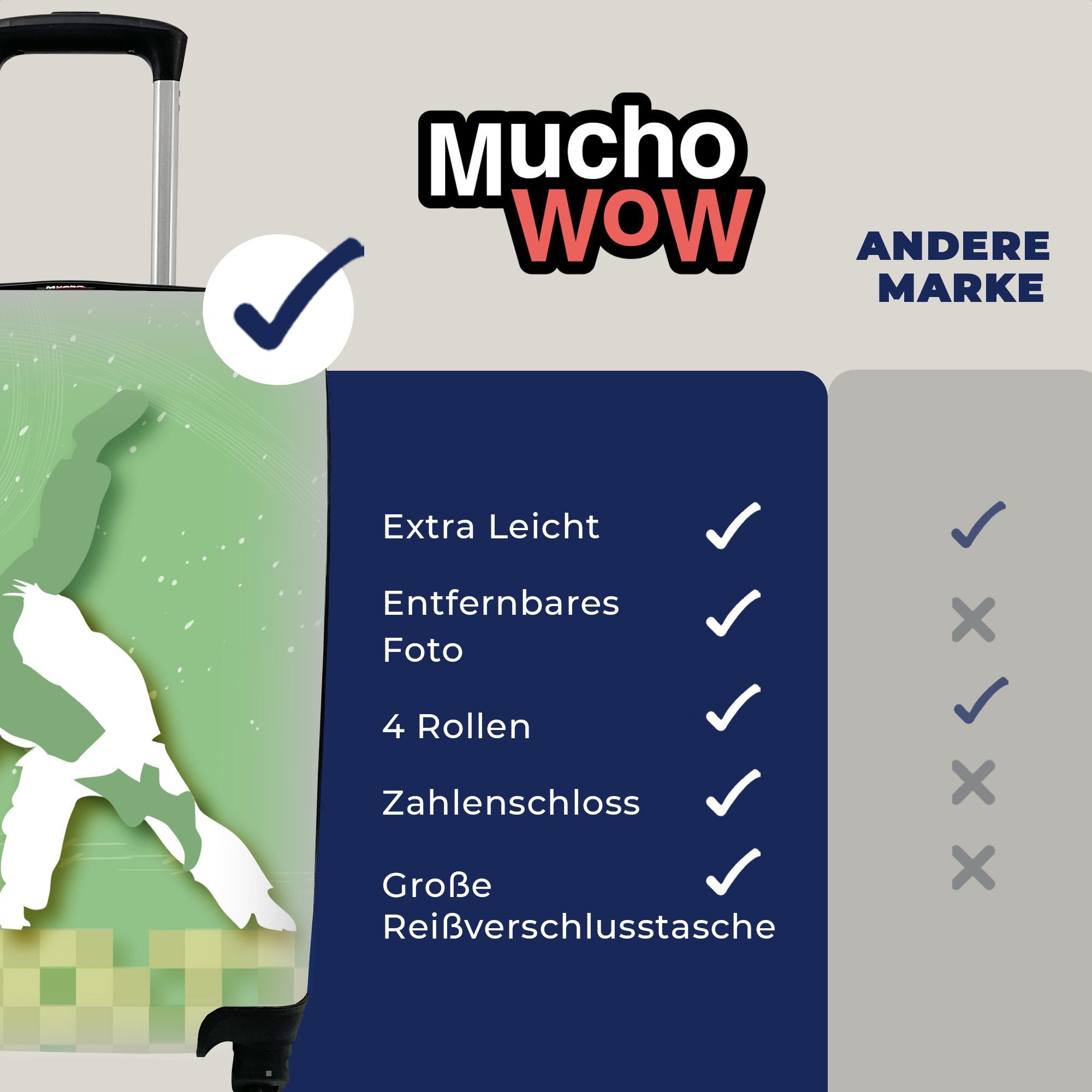 Eine Illustration Handgepäckkoffer Ferien, zwei 4 Trolley, beim Judo, rollen, Handgepäck von mit MuchoWow Frauen Rollen, Reisekoffer Reisetasche für