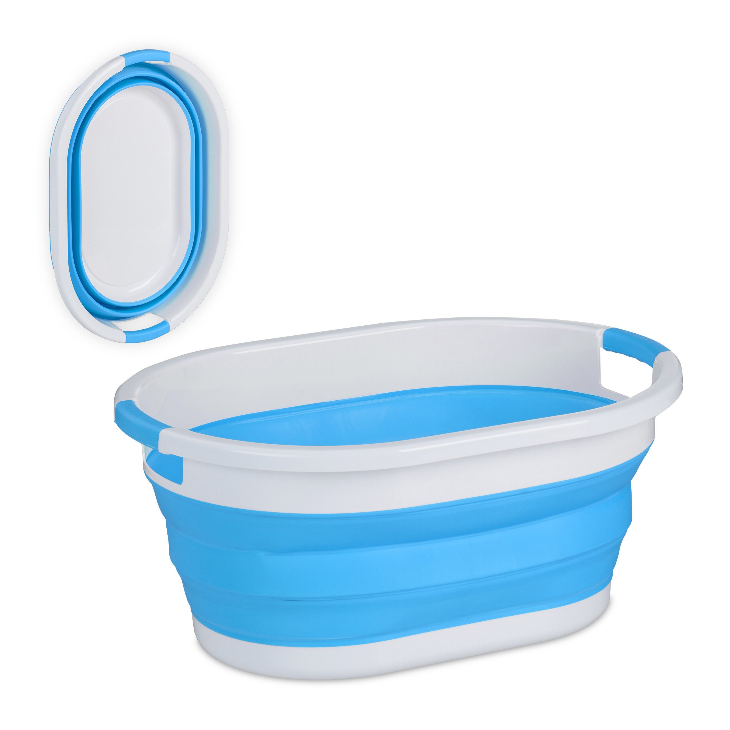 relaxdays Wäschekorb Faltbarer Wäschekorb 36 Liter (1 St), blau günstig online kaufen