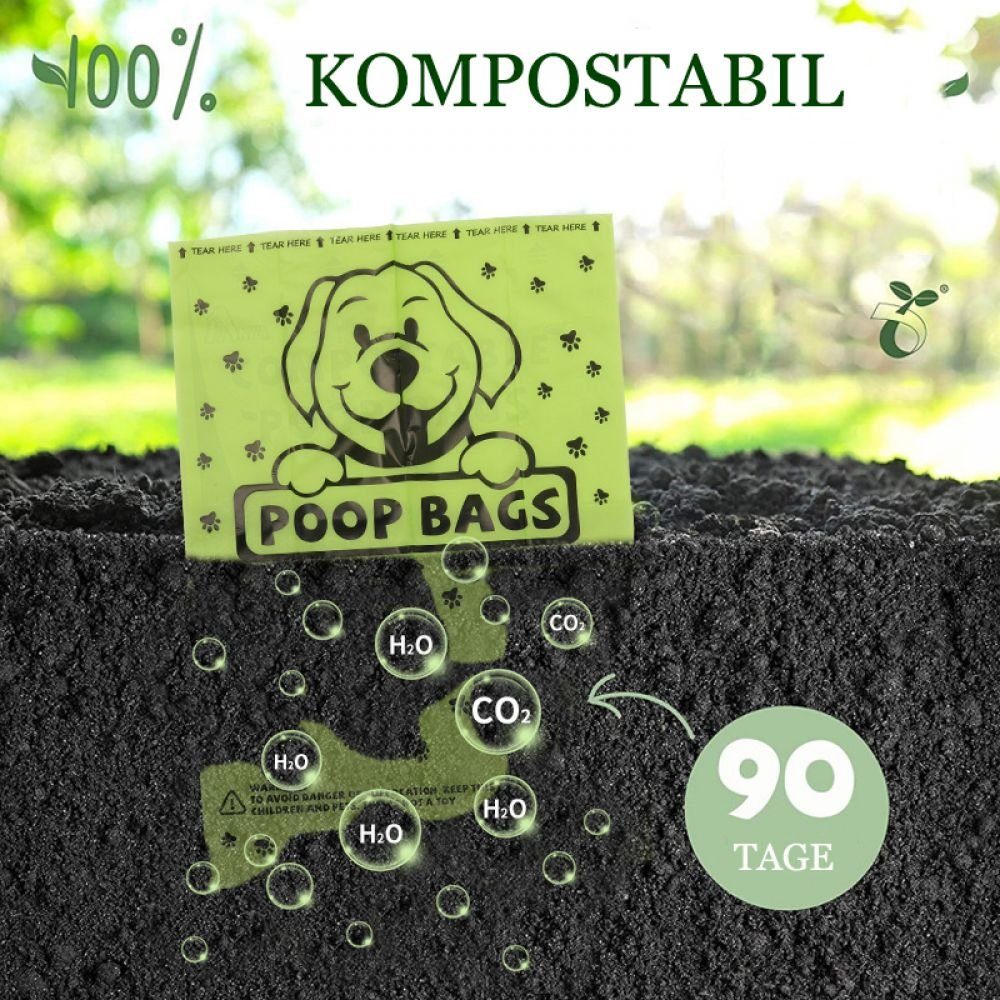 Grün(stil1) Abbaubar, Umweltfreundlich Müllbeutel Reißfest GelldG Biologisch Hundekotbeutel